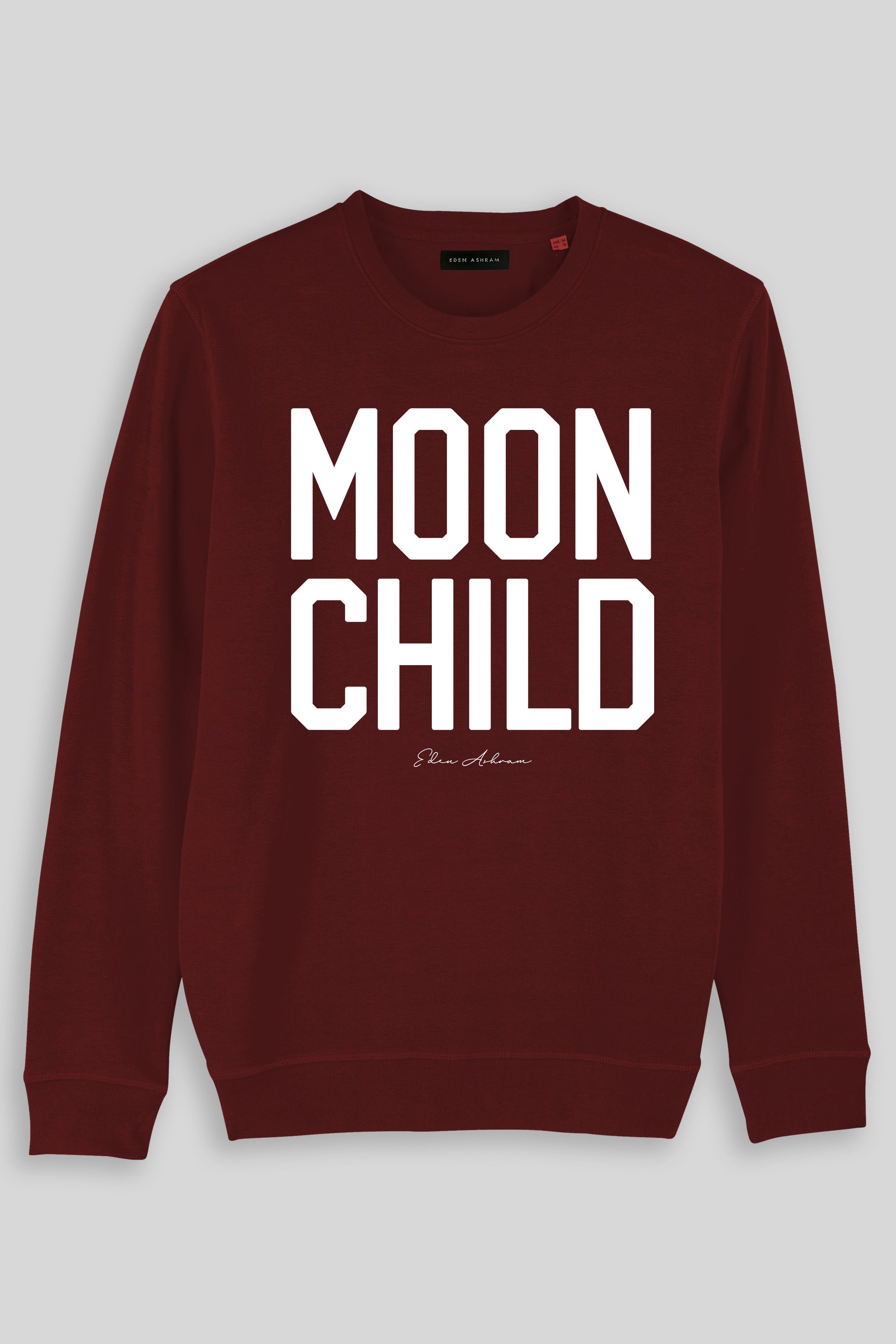 Eden Ashram Moon Child Premium Crew Neck Sweatshirt Burgundy