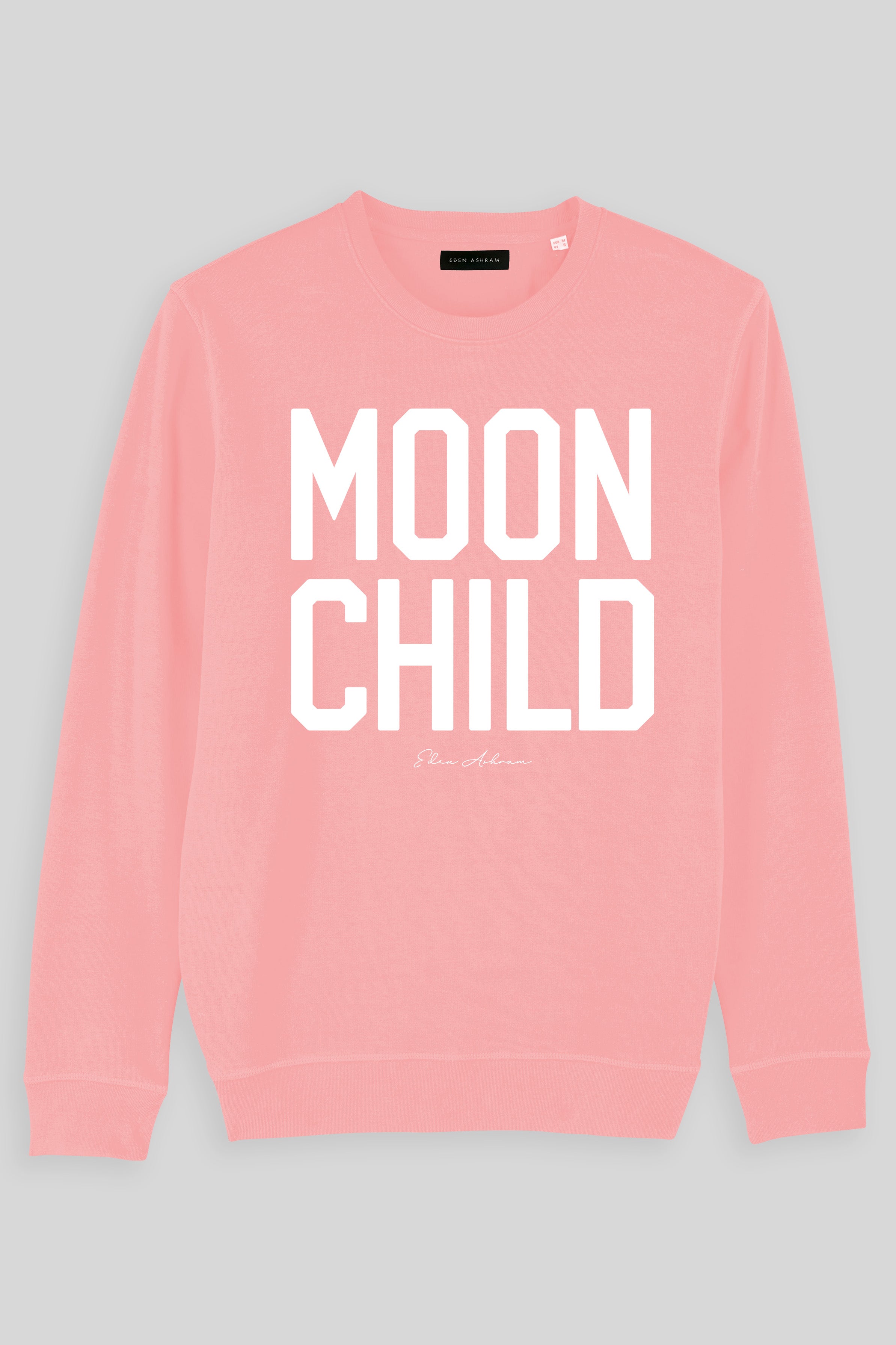 Eden Ashram Moon Child Premium Crew Neck Sweatshirt Coral Pink
