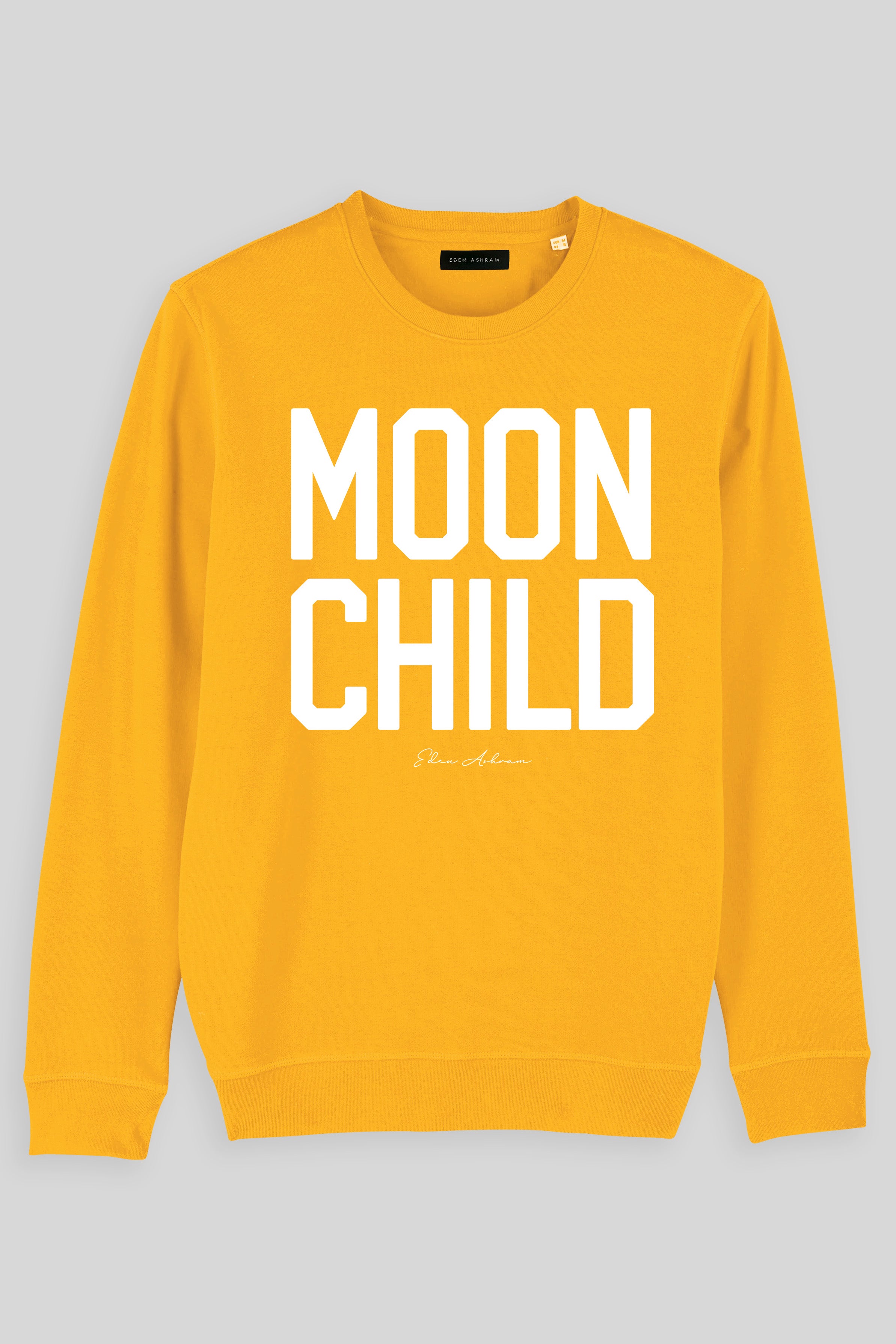 Eden Ashram Moon Child Premium Crew Neck Sweatshirt Spectra Yellow