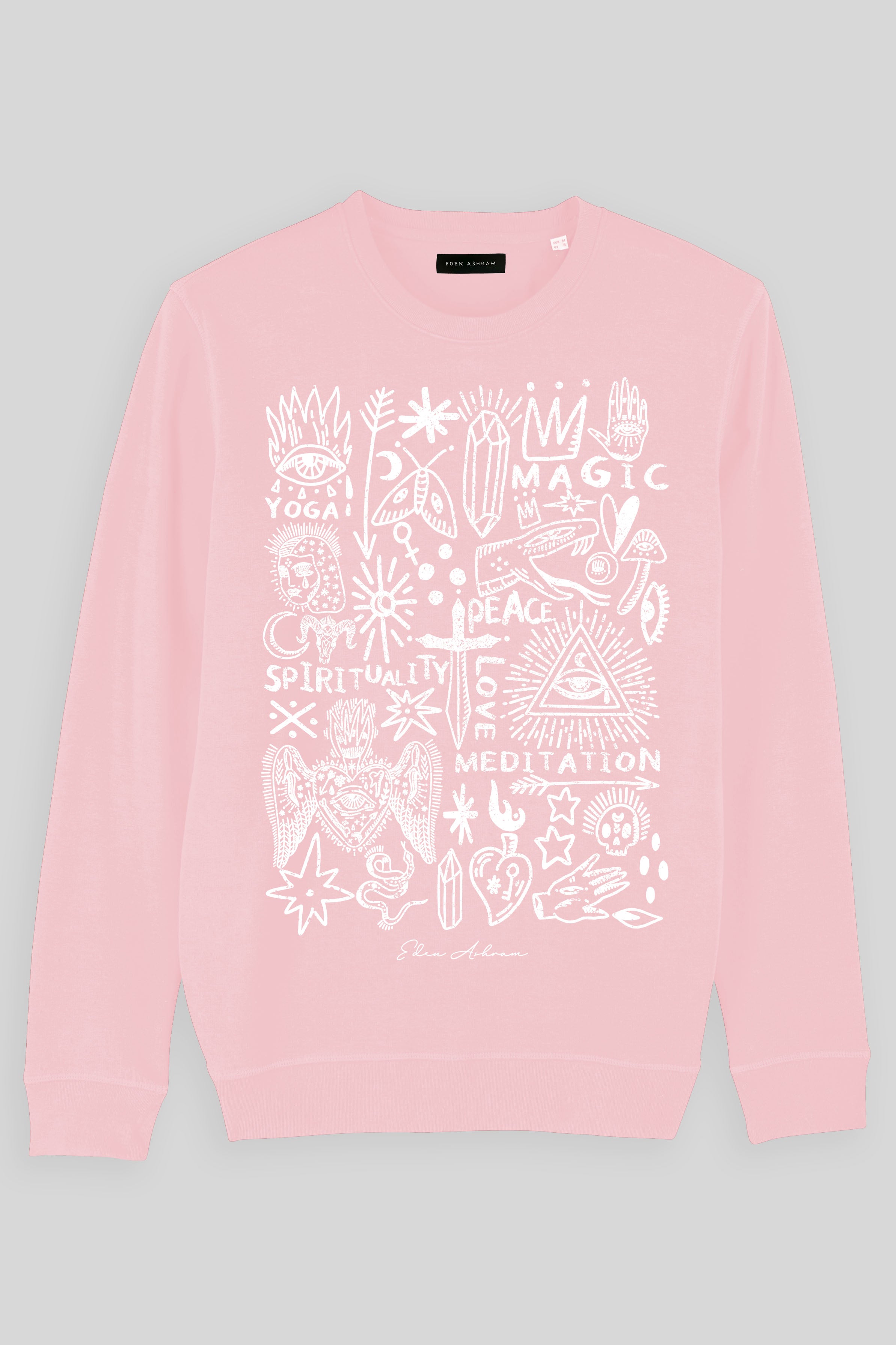 EDEN ASHRAM Mystical Symbols Organic Terry Sweatshirt Cotton Pink