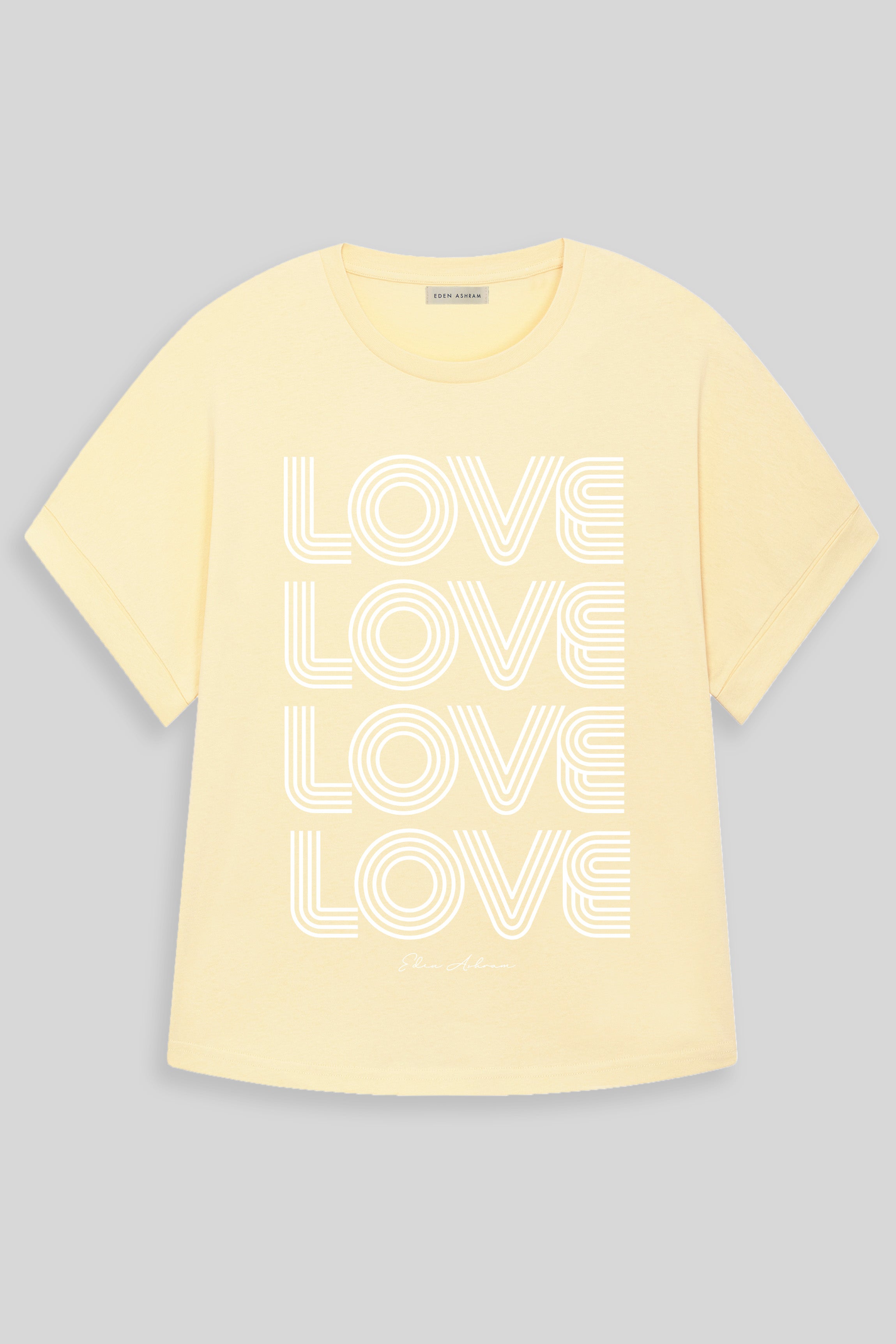 EDEN ASHRAM 4 Love Oversized Premium Rolled Sleeve T-Shirt Butter Yellow