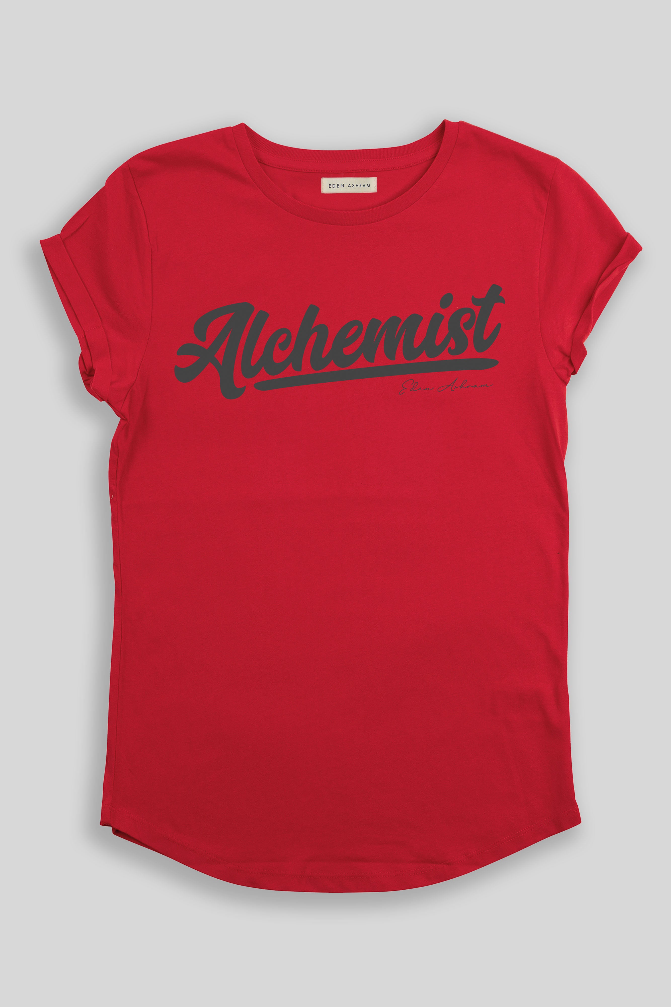 EDEN ASHRAM Alchemist Organic Rolled Sleeve T-Shirt Red
