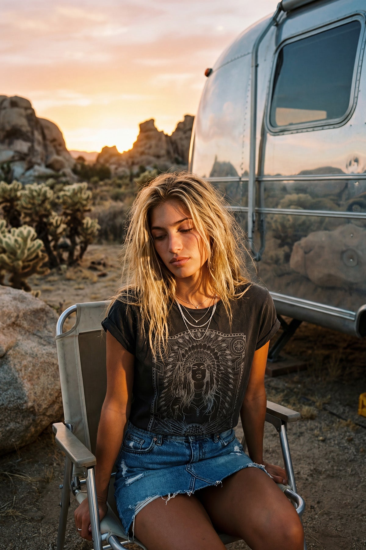 Eden Ashram Medicine Woman Premium Rolled Sleeve T-Shirt