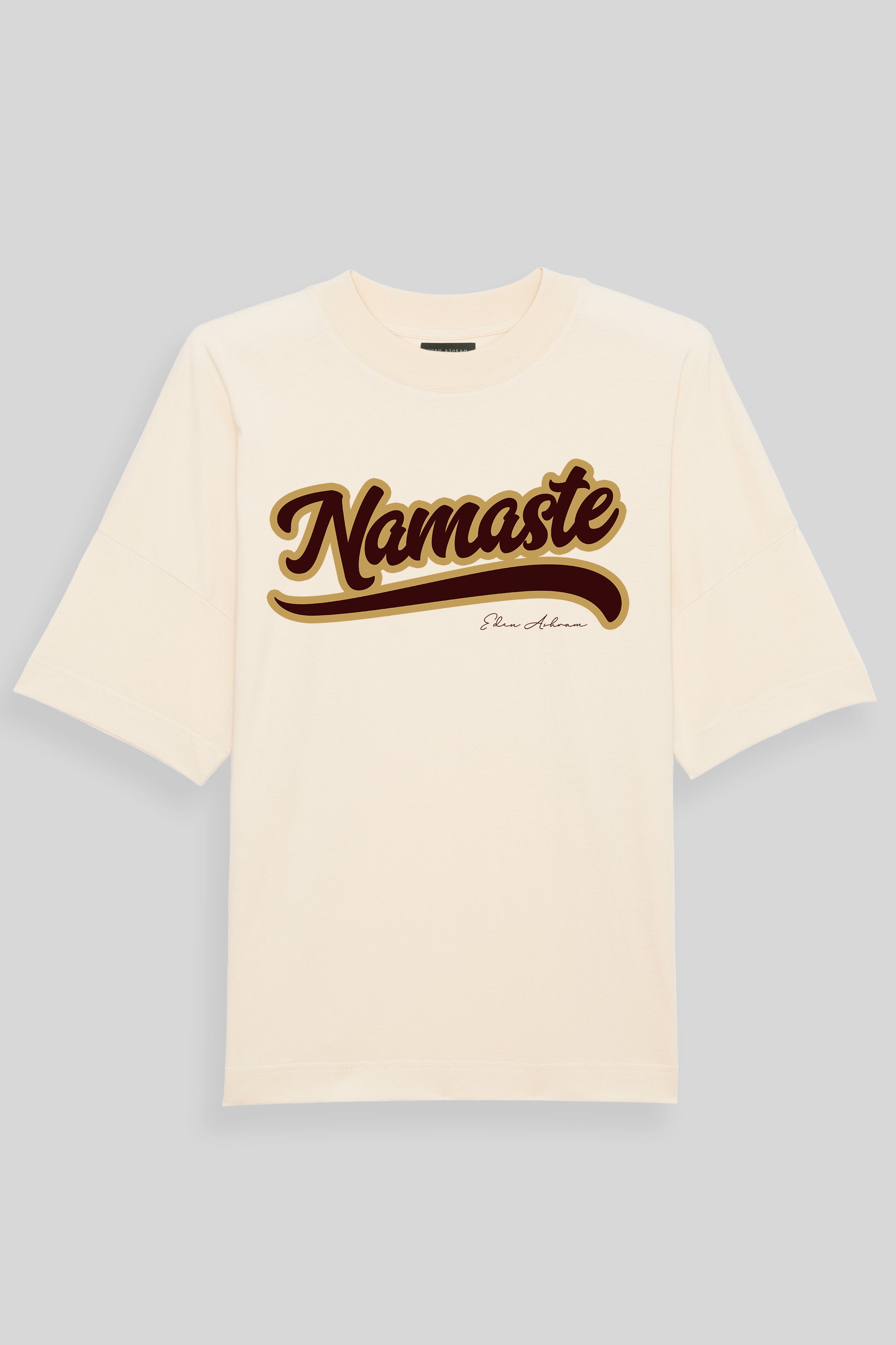 EDEN ASHRAM Namaste Oversized Organic Dropped Shoulder T-Shirt Natural Raw