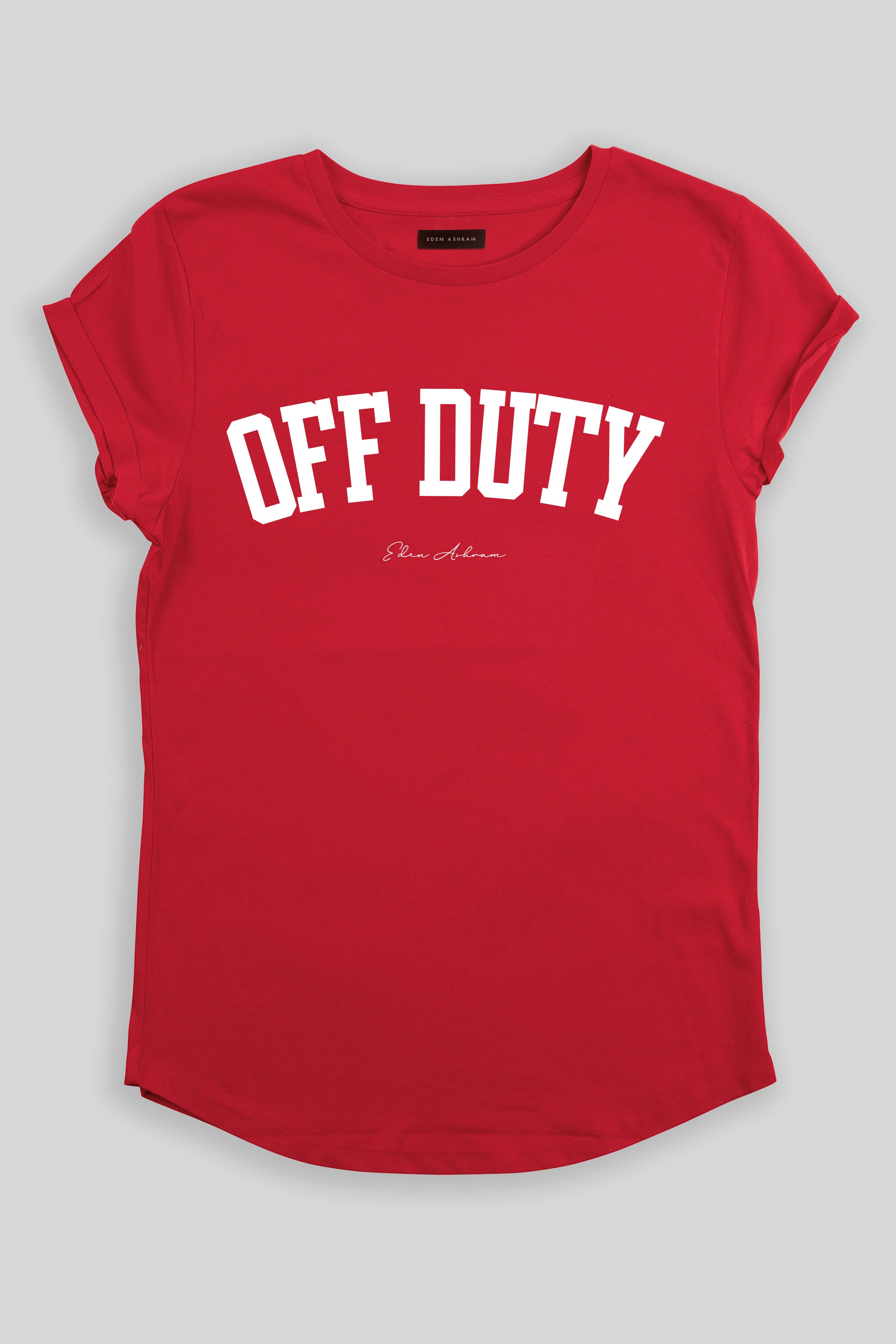 Eden Ashram Off Duty Premium Rolled Sleeve T-Shirt Red