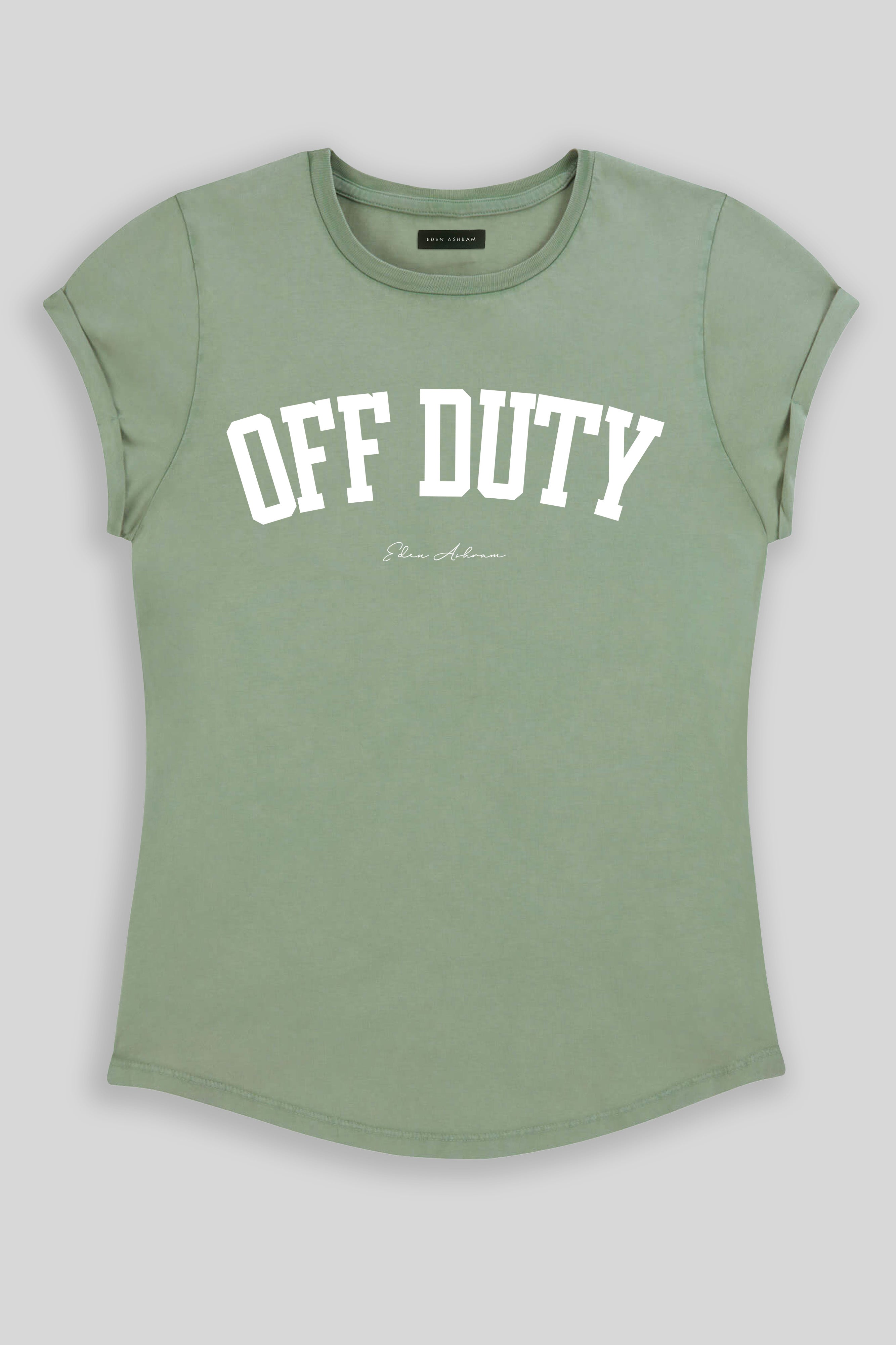 Eden Ashram Off Duty Premium Rolled Sleeve T-Shirt Stonewash Sage