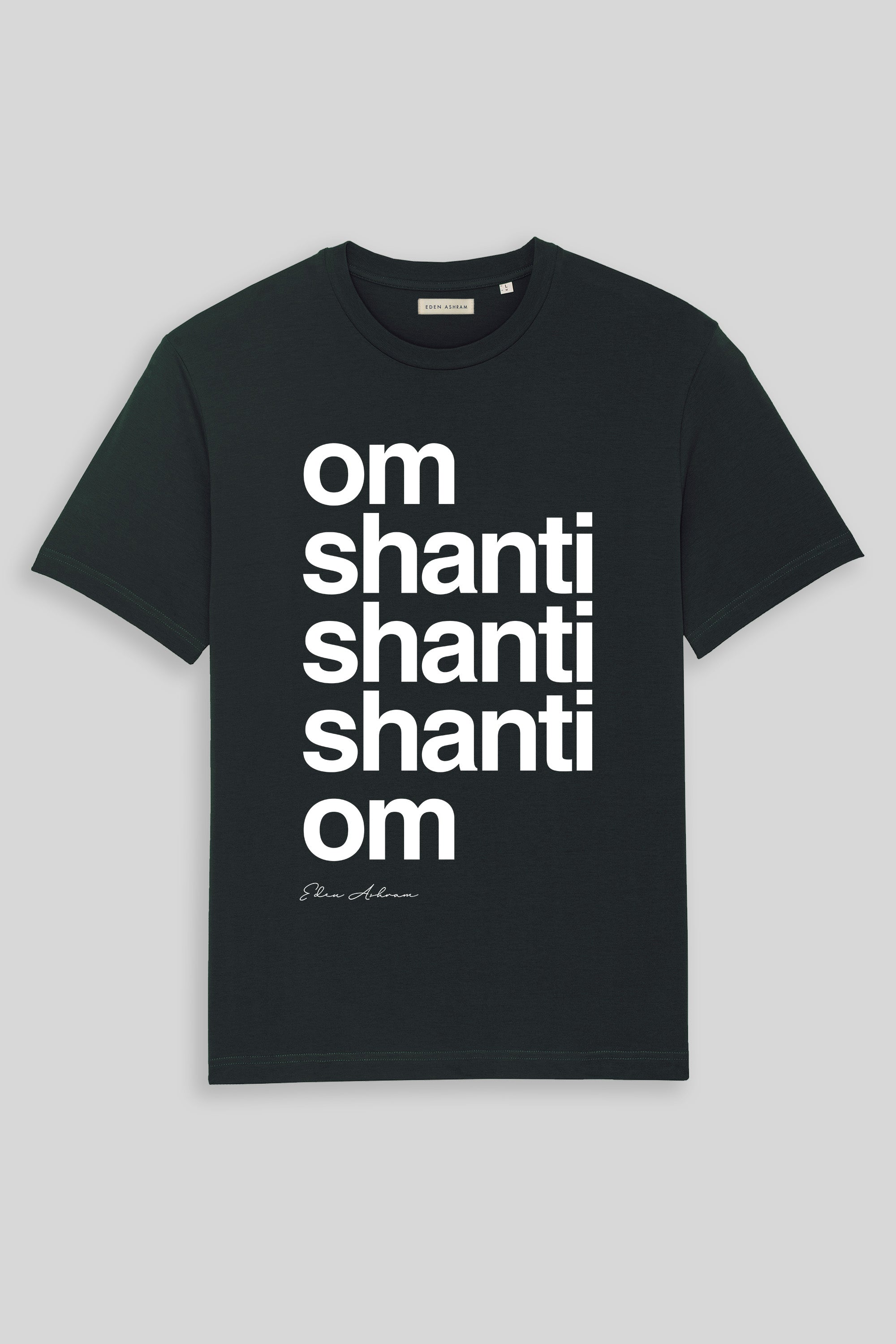 EDEN ASHRAM Om Shanti Premium Relaxed T-Shirt Black | White