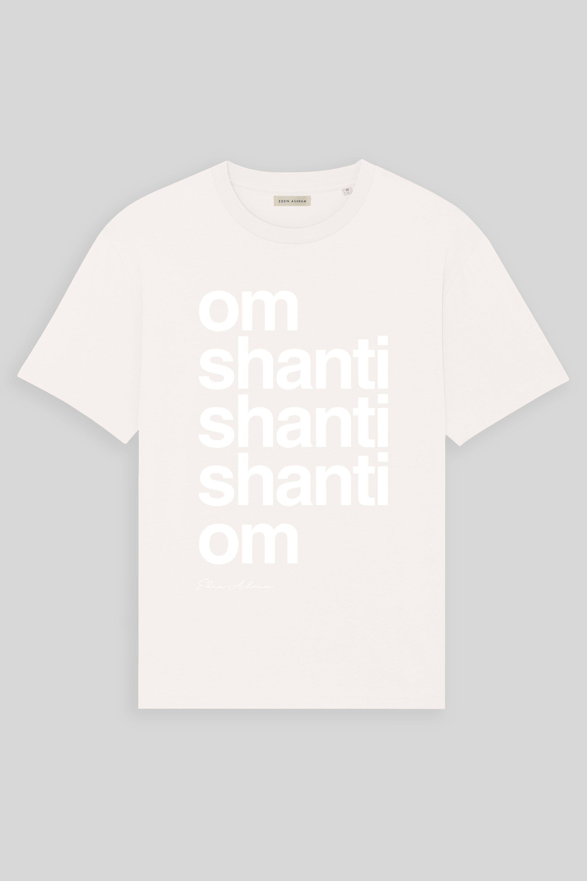 EDEN ASHRAM Om Shanti Premium Relaxed T-Shirt Off White | White