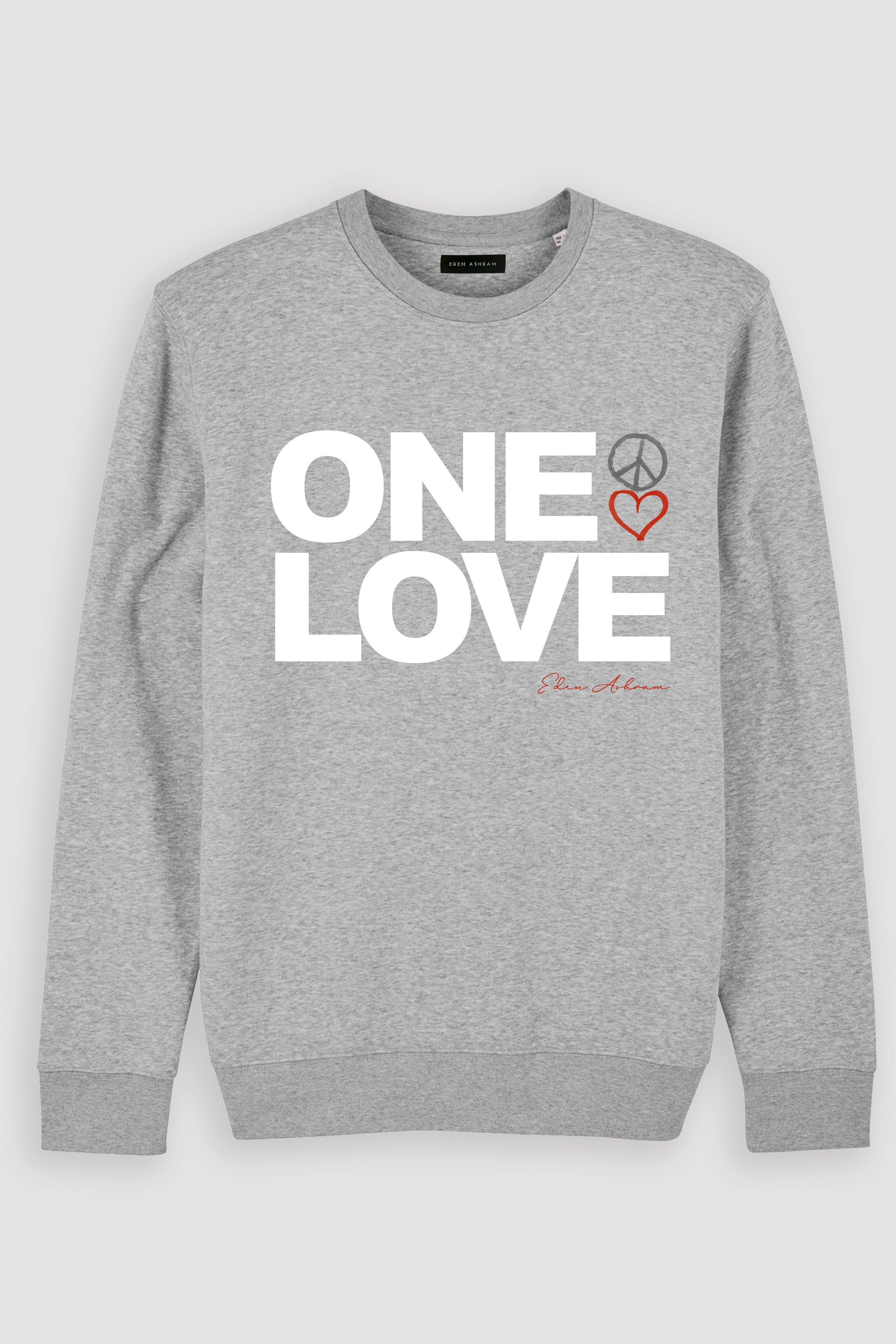 Eden Ashram One Love Premium Crew Neck Sweatshirt Heather Grey
