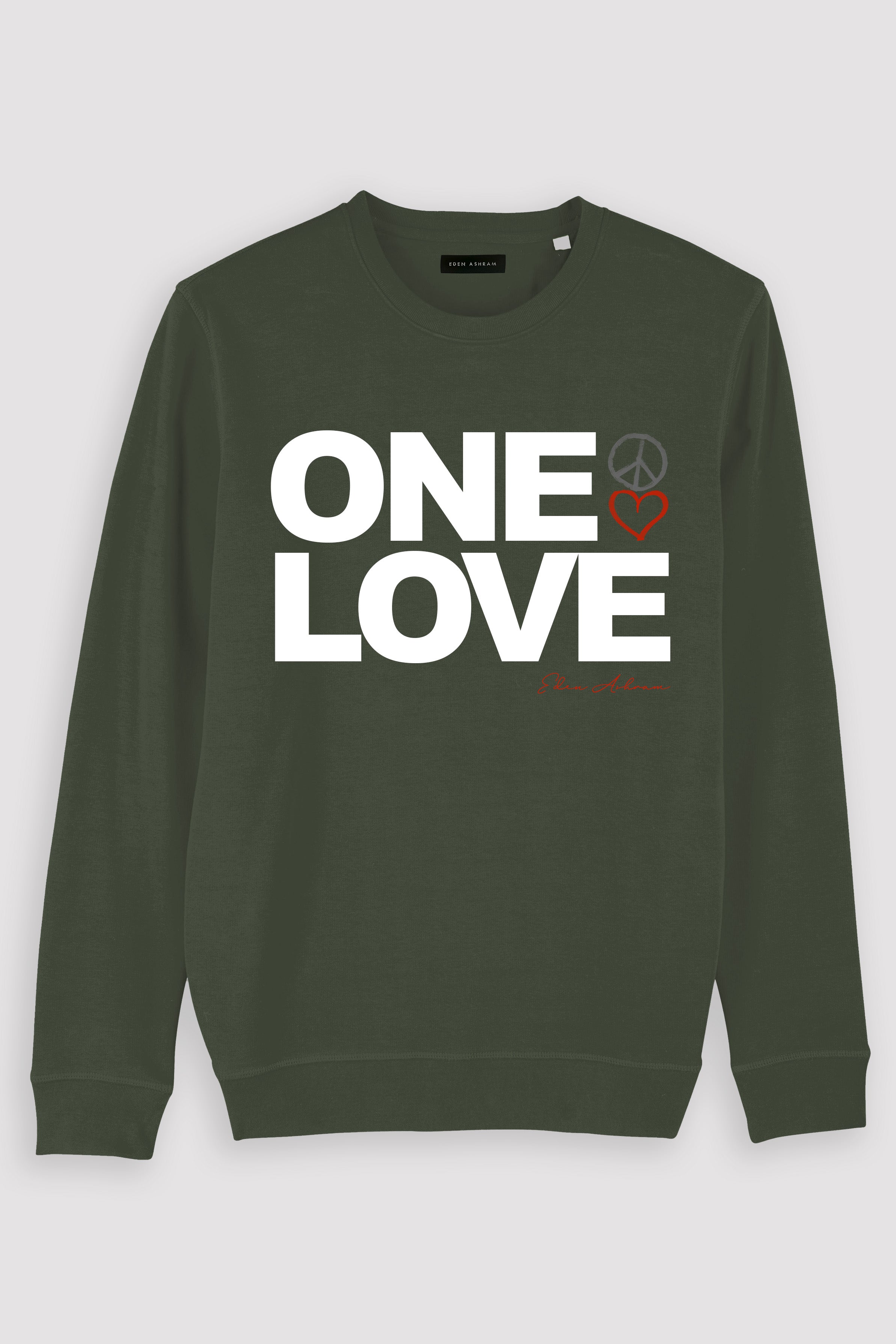 Eden Ashram One Love Premium Crew Neck Sweatshirt Khaki