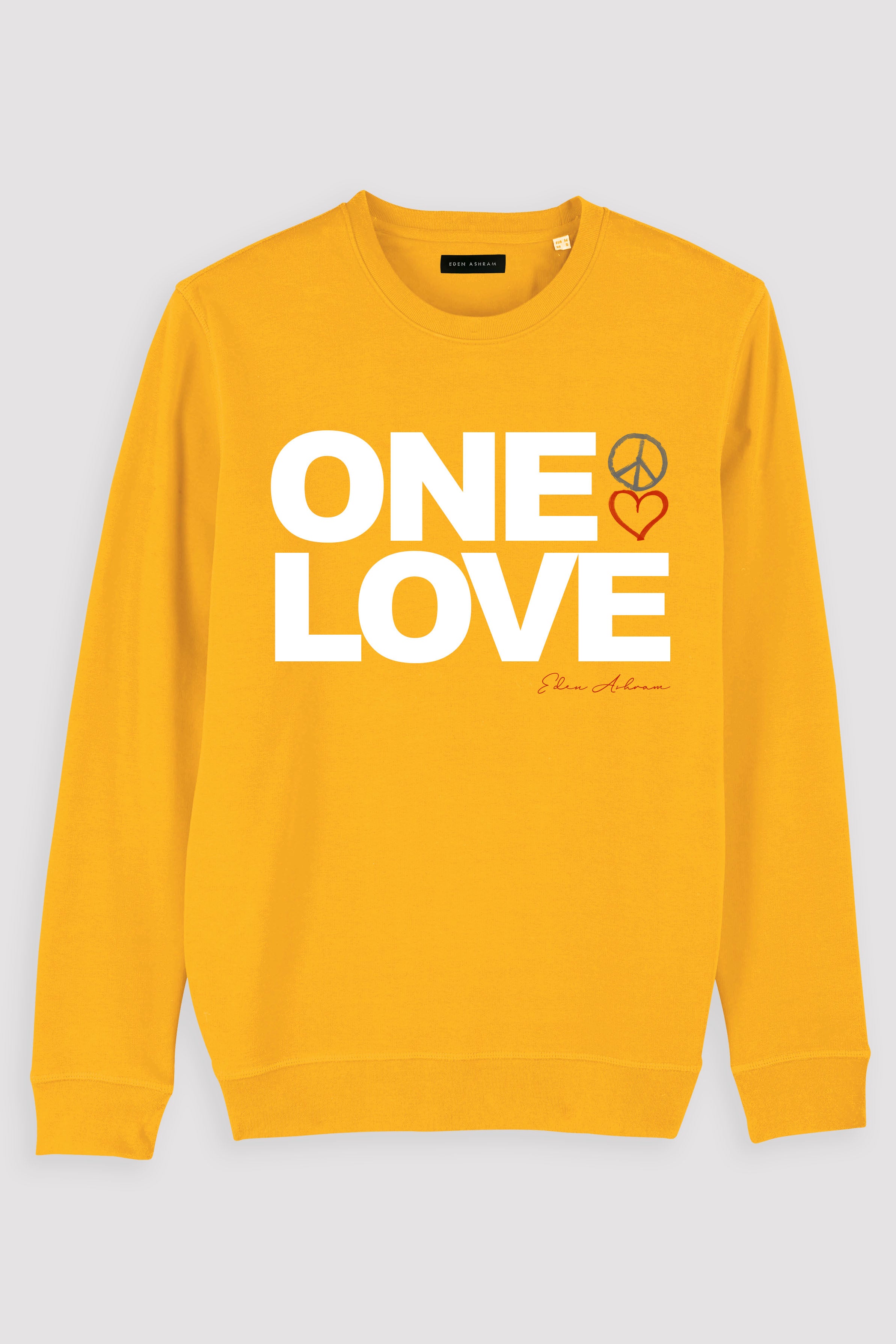 Eden Ashram One Love Premium Crew Neck Sweatshirt Spectra Yellow