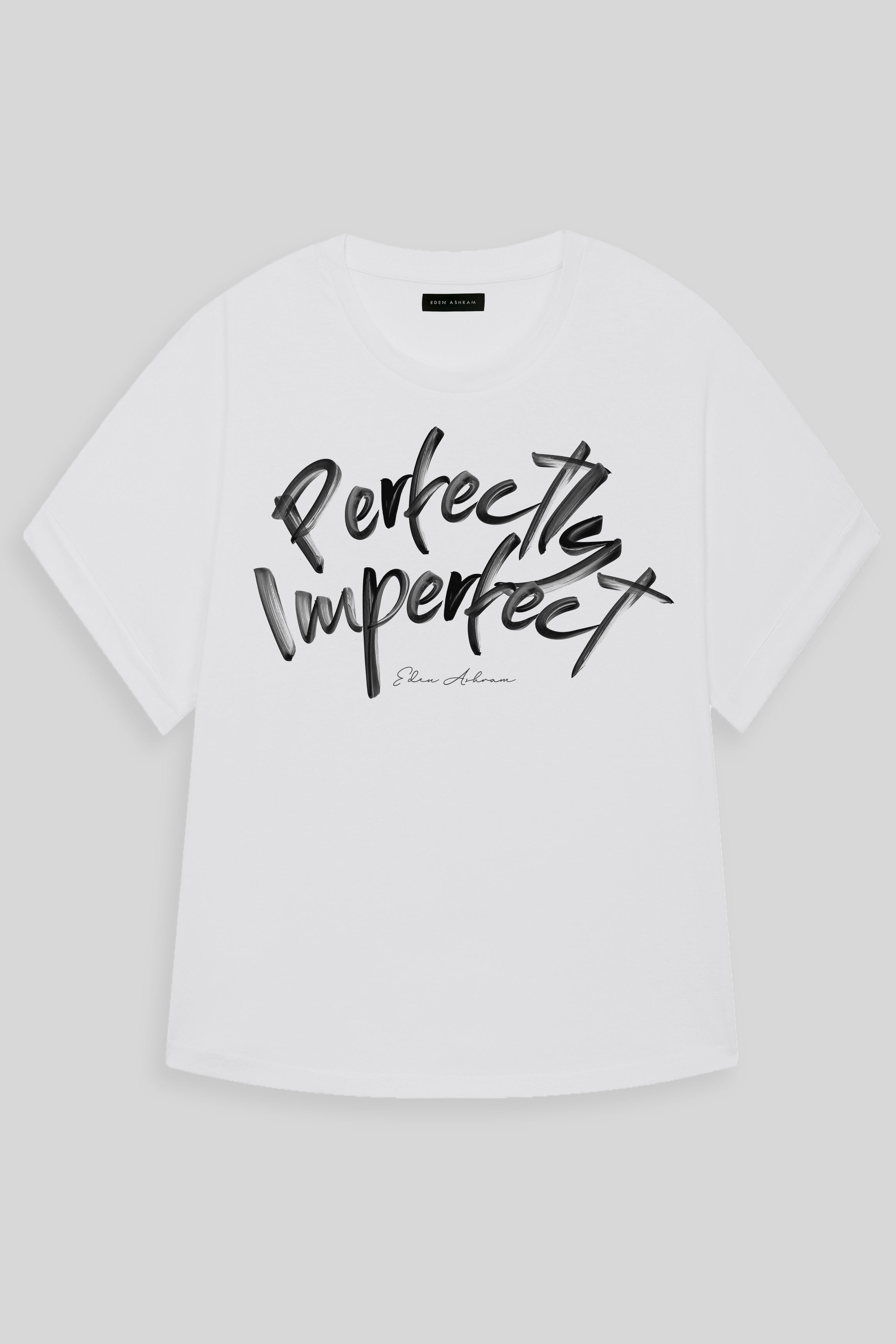 EDEN ASHRAM Perfectly Imperfect Premium Oversized Rolled Sleeve T-Shirt White