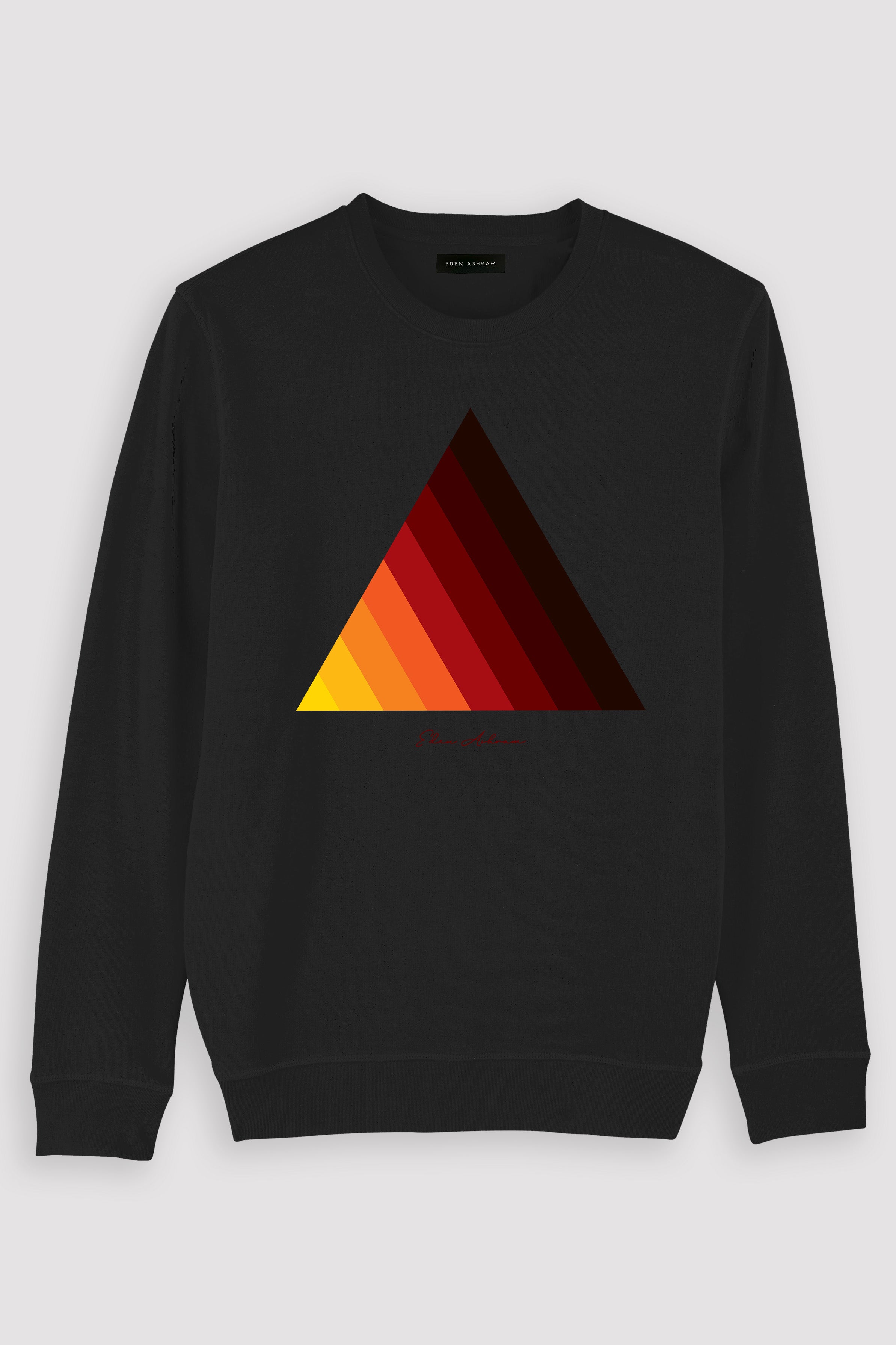 EDEN ASHRAM Retro Pyramid Premium Crew Neck Sweatshirt Vintage Black