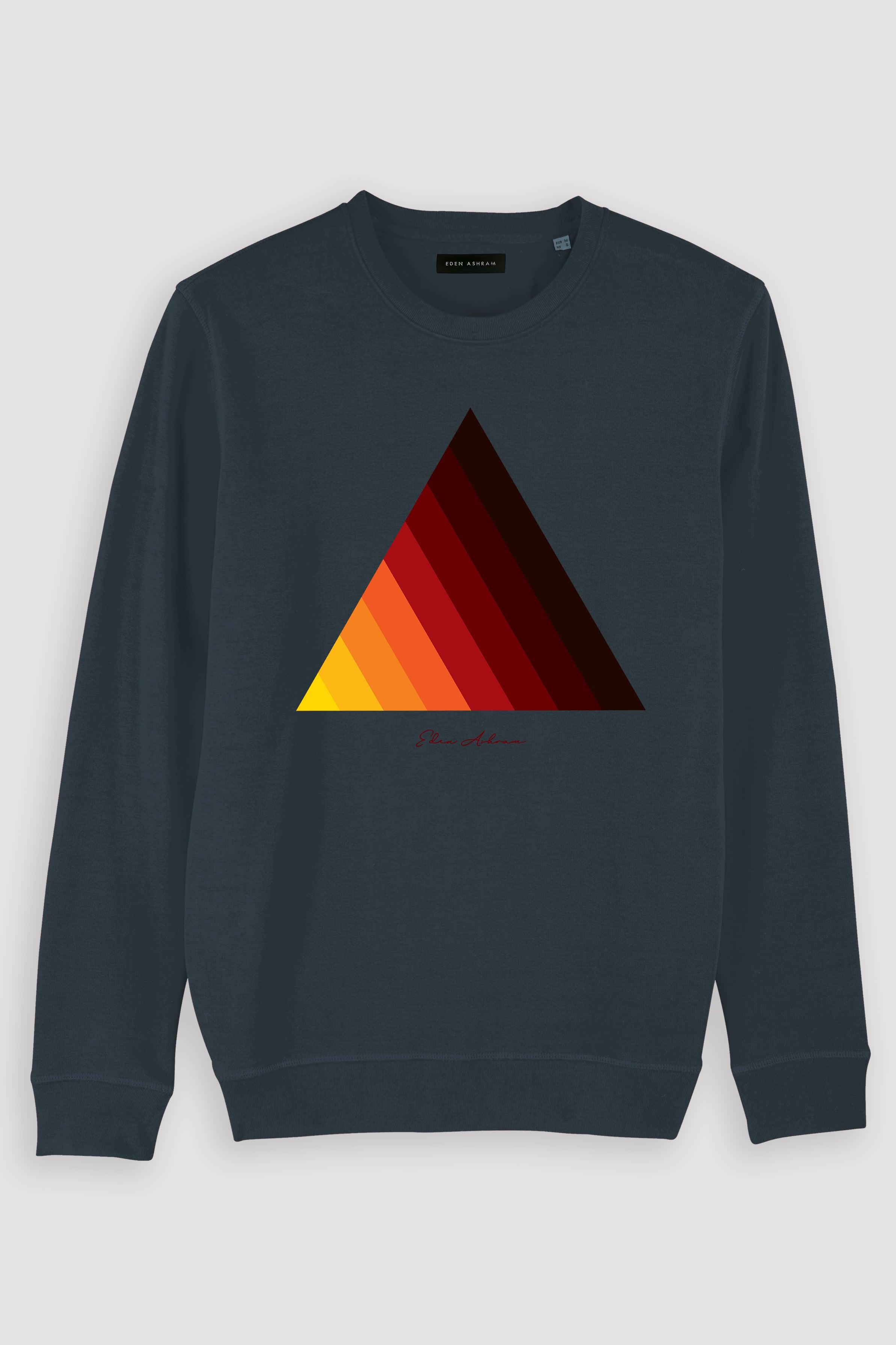 EDEN ASHRAM Retro Pyramid Premium Crew Neck Sweatshirt India Ink Grey