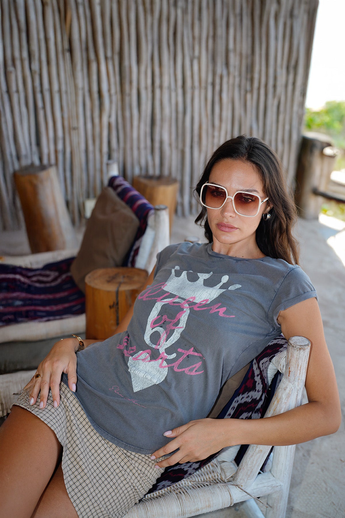 Eden Ashram Queen Of Hearts Premium Rolled Sleeve T-Shirt