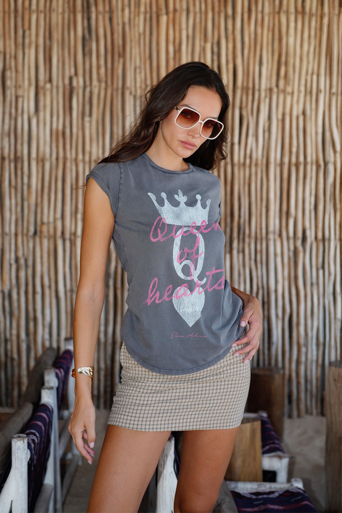 Eden Ashram Queen Of Hearts Premium Rolled Sleeve T-Shirt