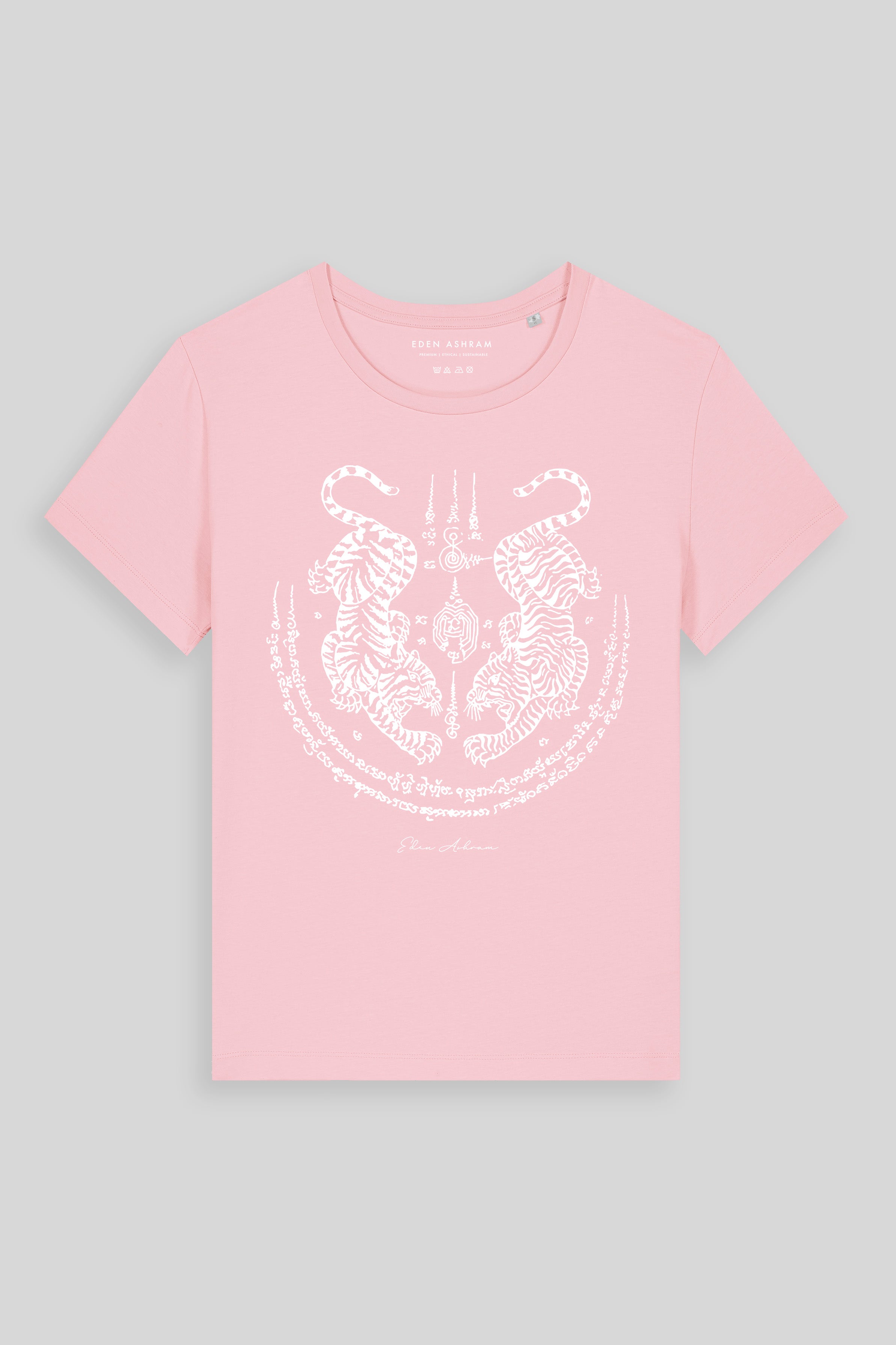 Eden Ashram Sak Yant Suea Koo (Twin Tigers) Hampton T-Shirt Cotton Pink