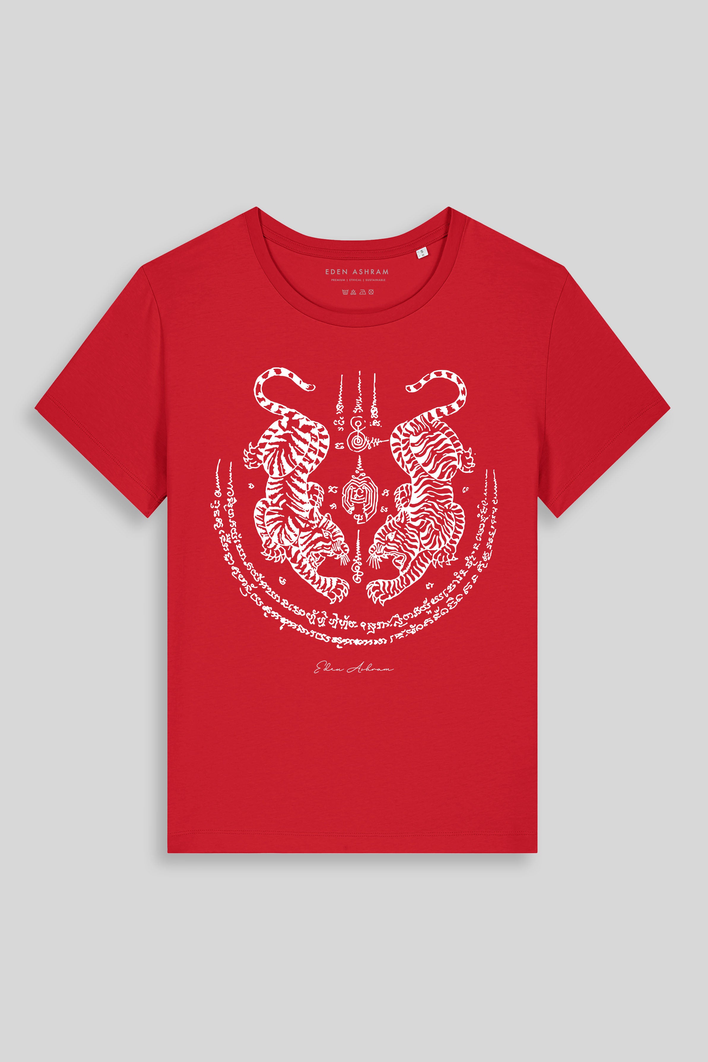 Eden Ashram Sak Yant Suea Koo (Twin Tigers) Hampton T-Shirt Red