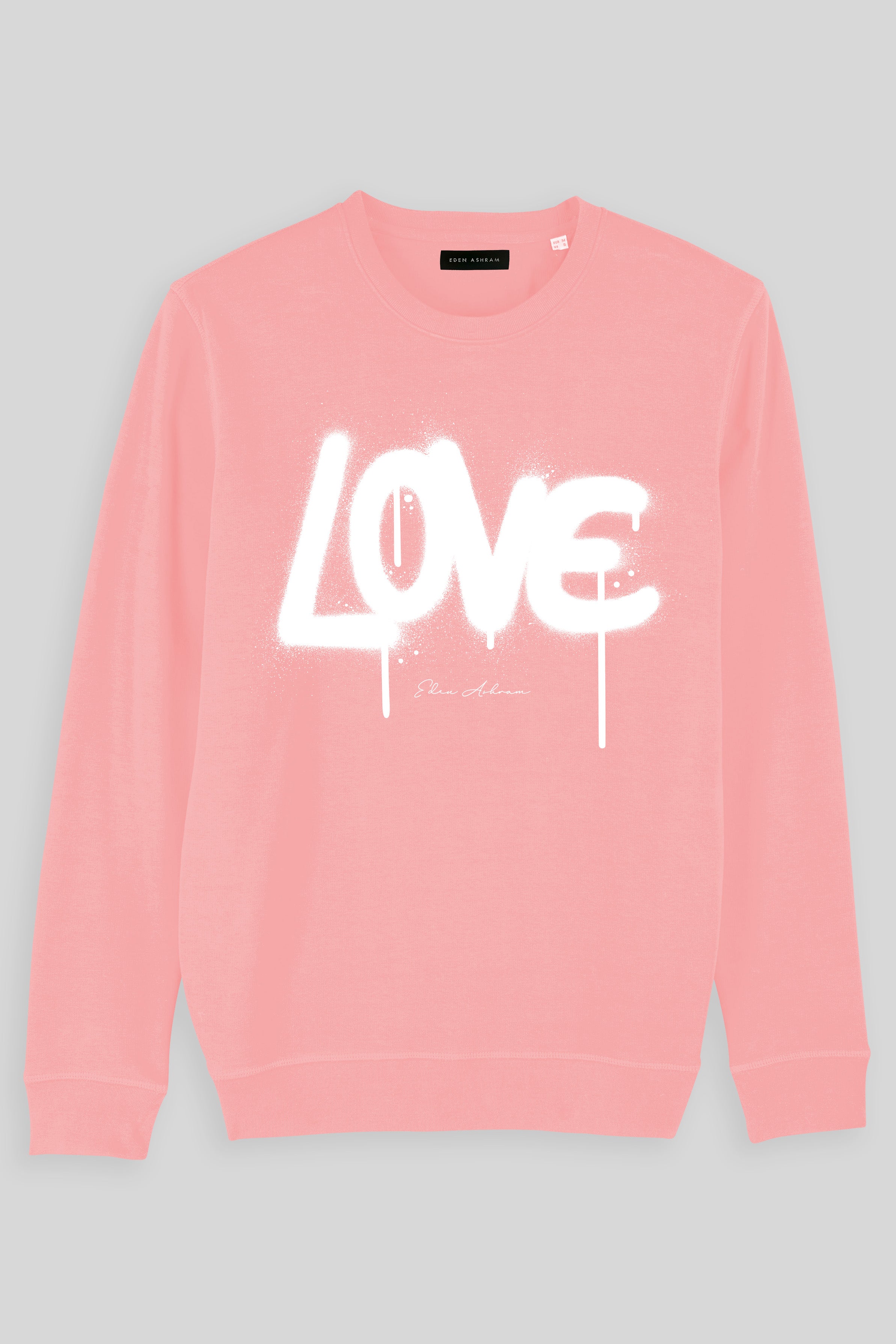 Eden Ashram Graffiti Love Premium Crew Neck Sweatshirt Coral Pink