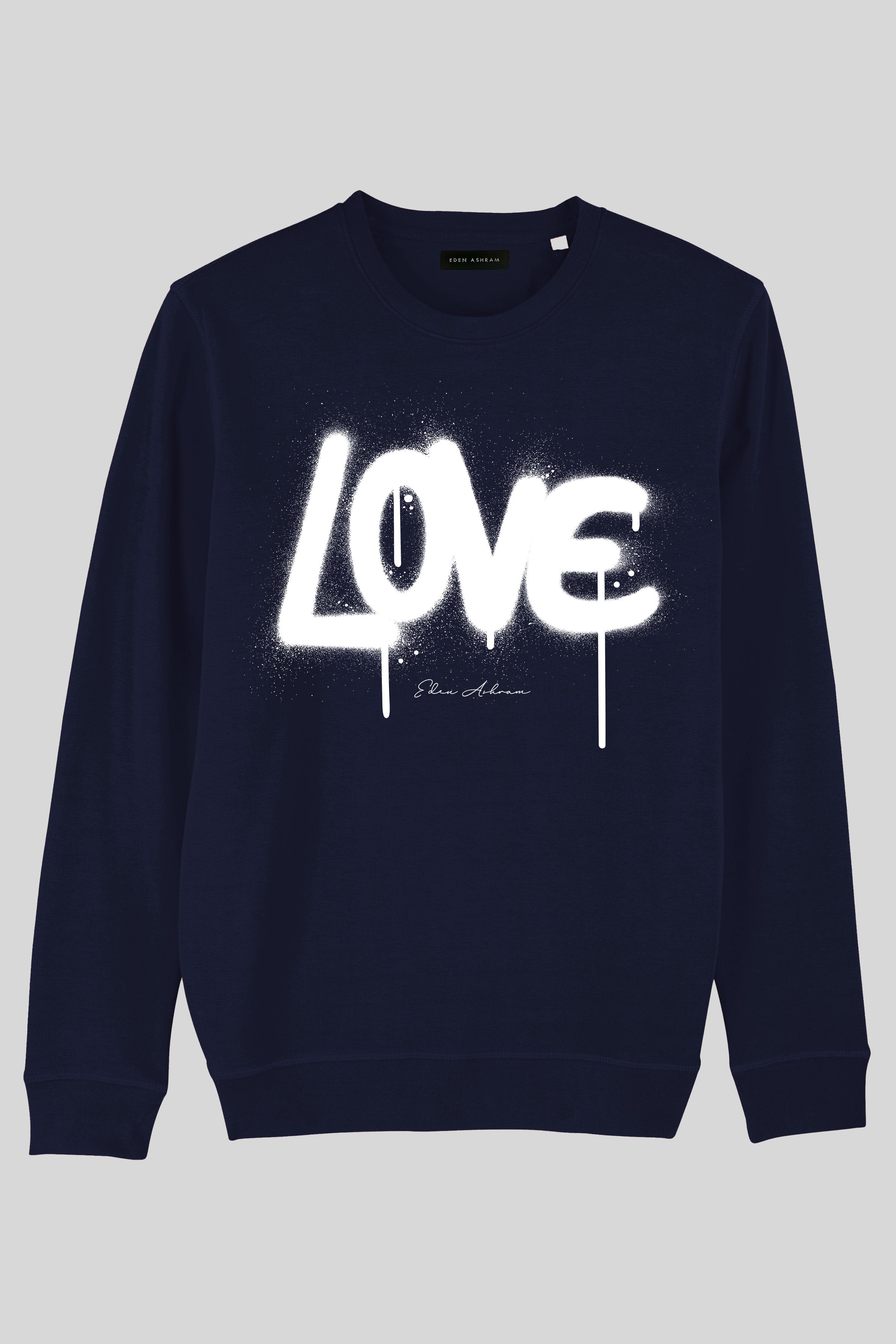 Eden Ashram Graffiti Love Premium Crew Neck Sweatshirt French Navy