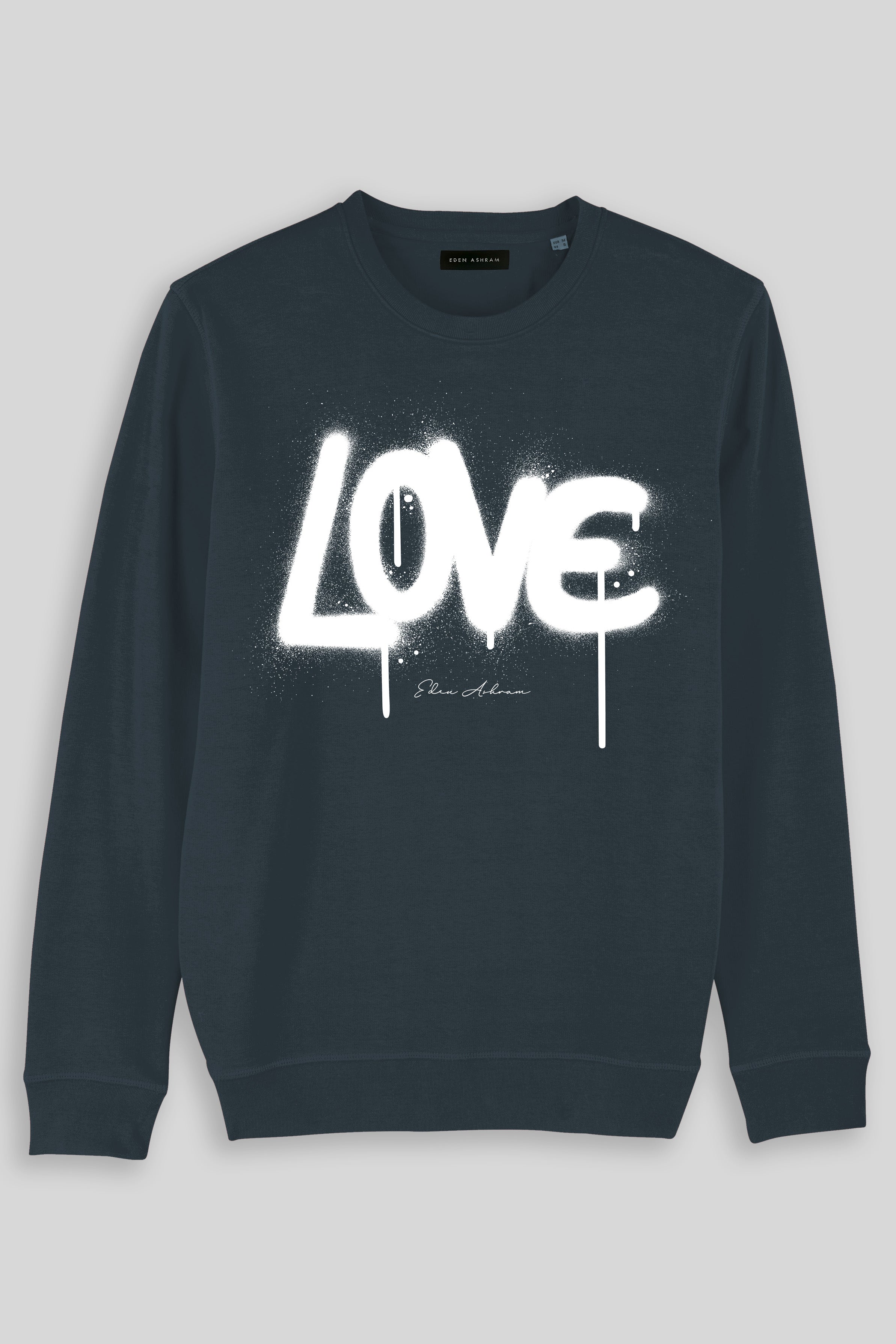 Eden Ashram Graffiti Love Premium Crew Neck Sweatshirt India Ink Grey