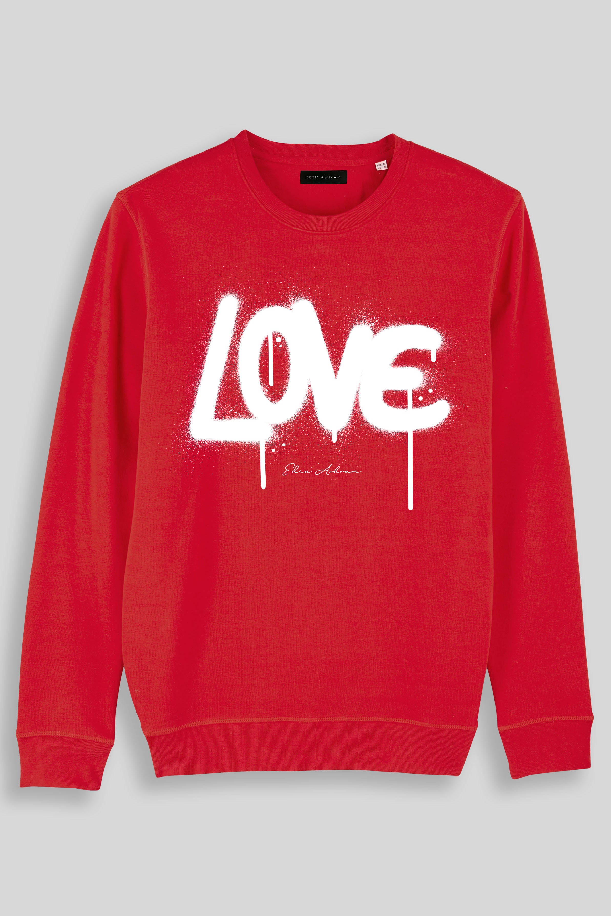 Eden Ashram Graffiti Love Premium Crew Neck Sweatshirt Red