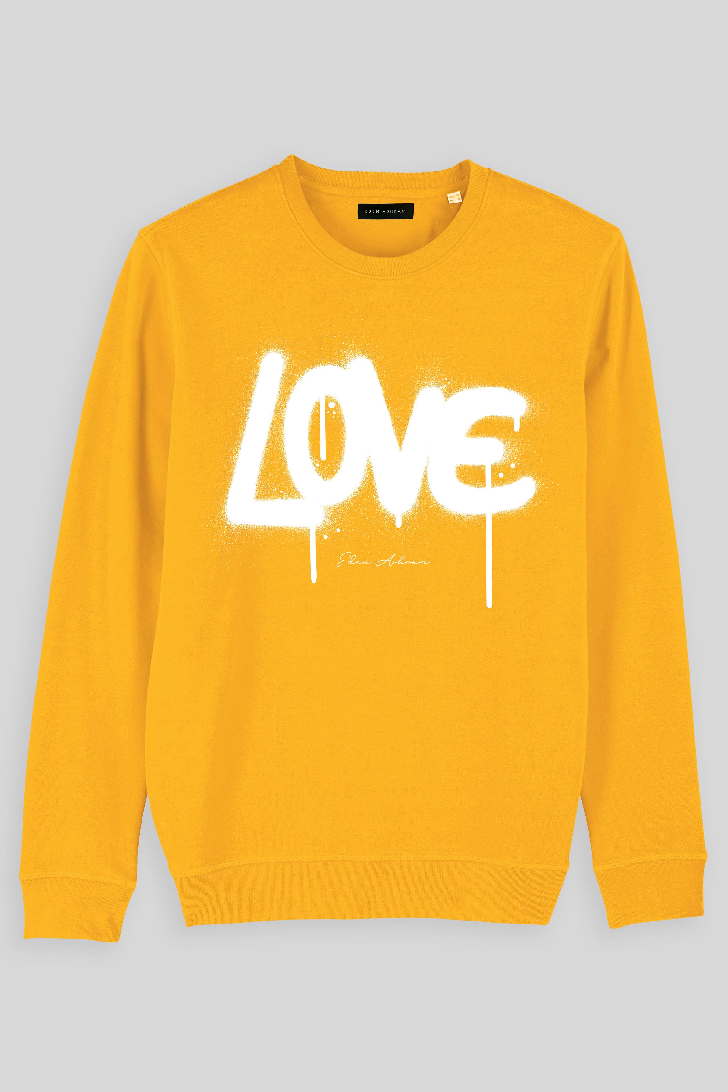 Eden Ashram Graffiti Love Premium Crew Neck Sweatshirt Spectra Yellow
