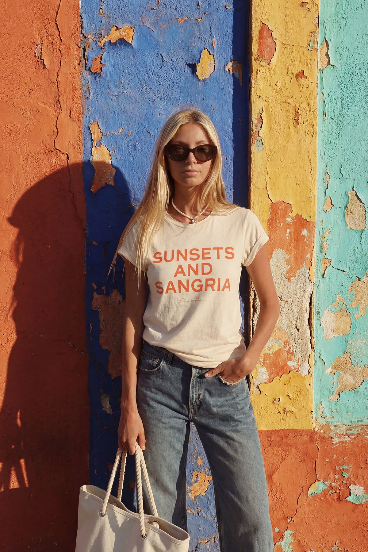 Eden Ashram Sunsets and Sangria Premium Rolled Sleeve T-Shirt