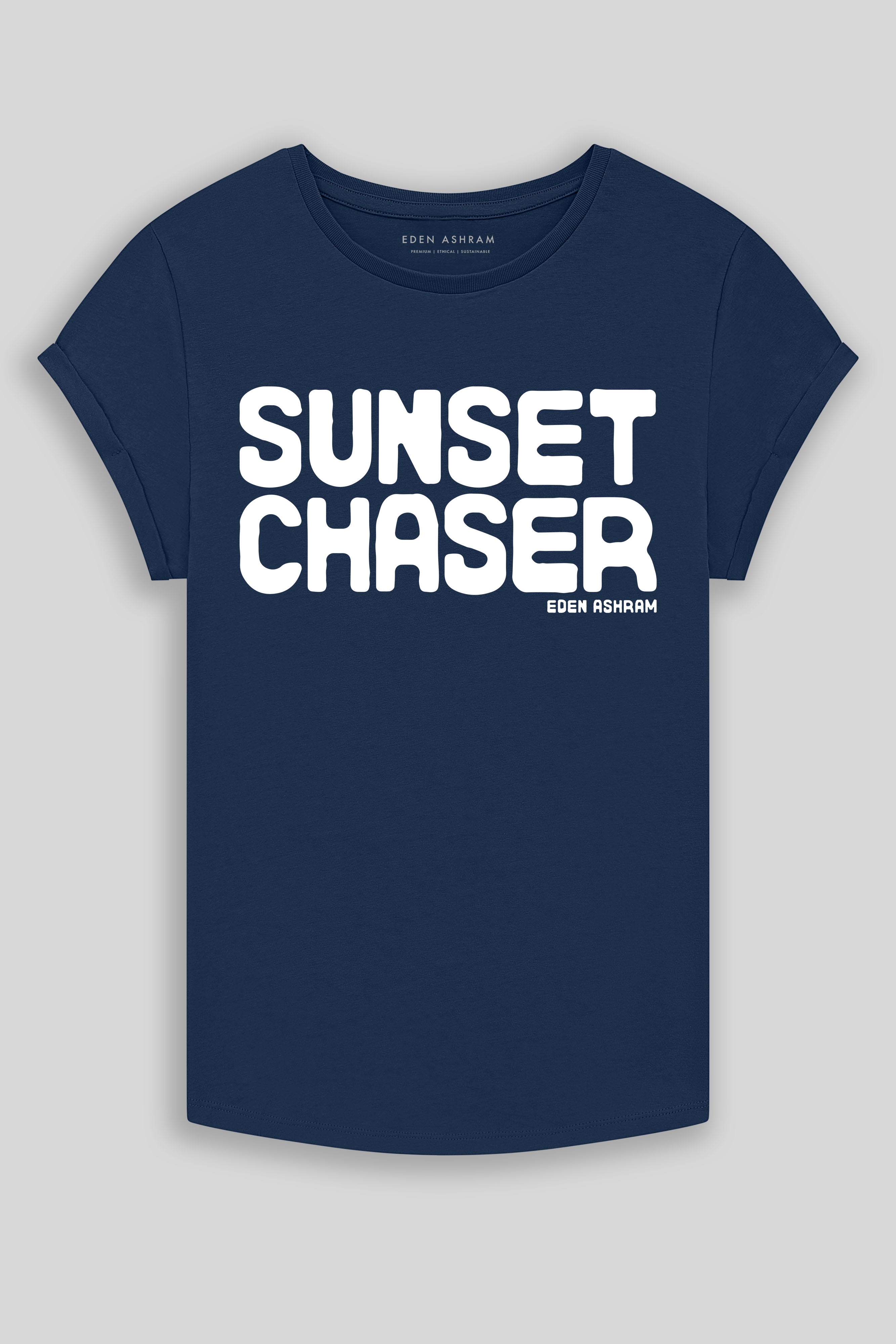 Eden Ashram Sunset Chaser Rolled Sleeve T-Shirt French Navy