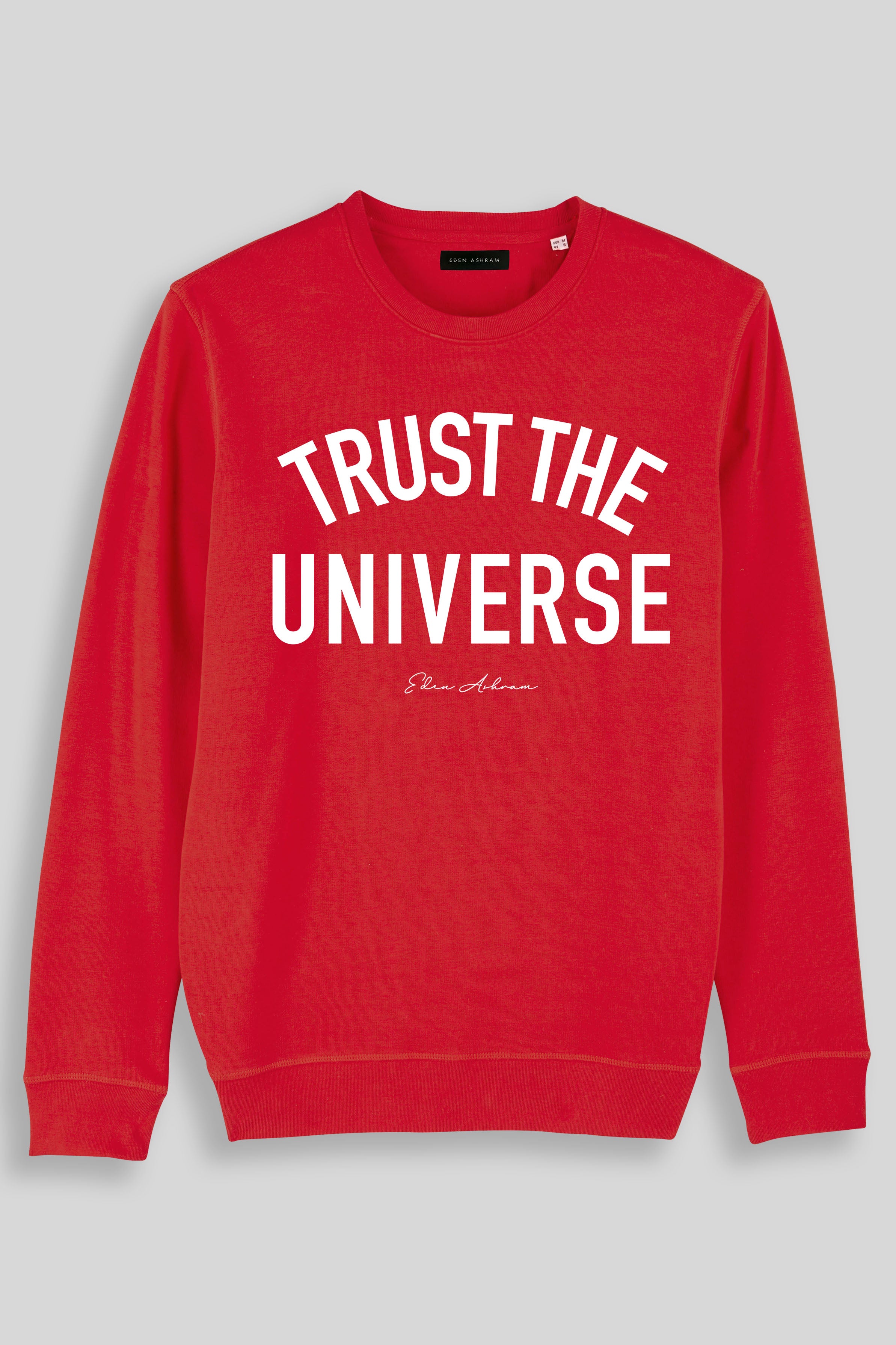 EDEN ASHRAM Trust The Universe Premium Crew Neck Sweatshirt Red