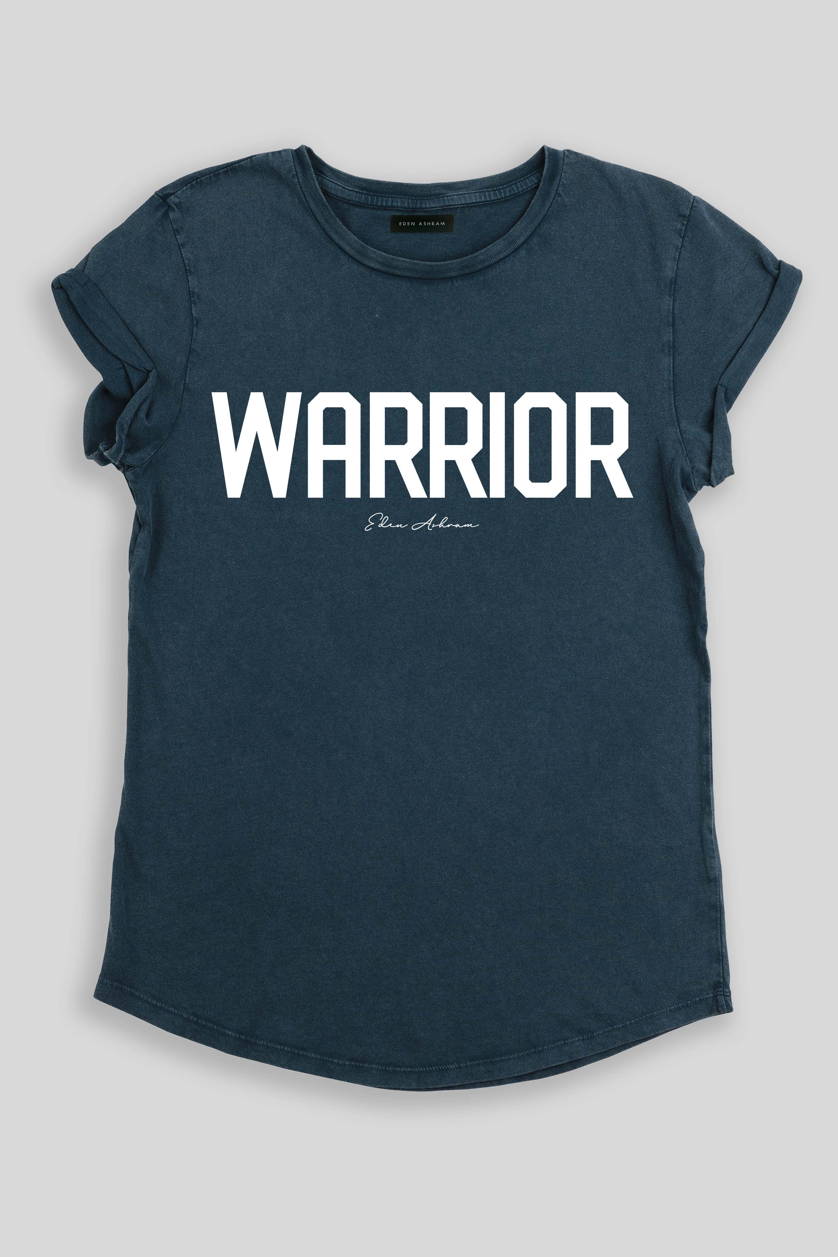 Eden Ashram Warrior Premium Rolled Sleeve T-Shirt Stonewash Denim