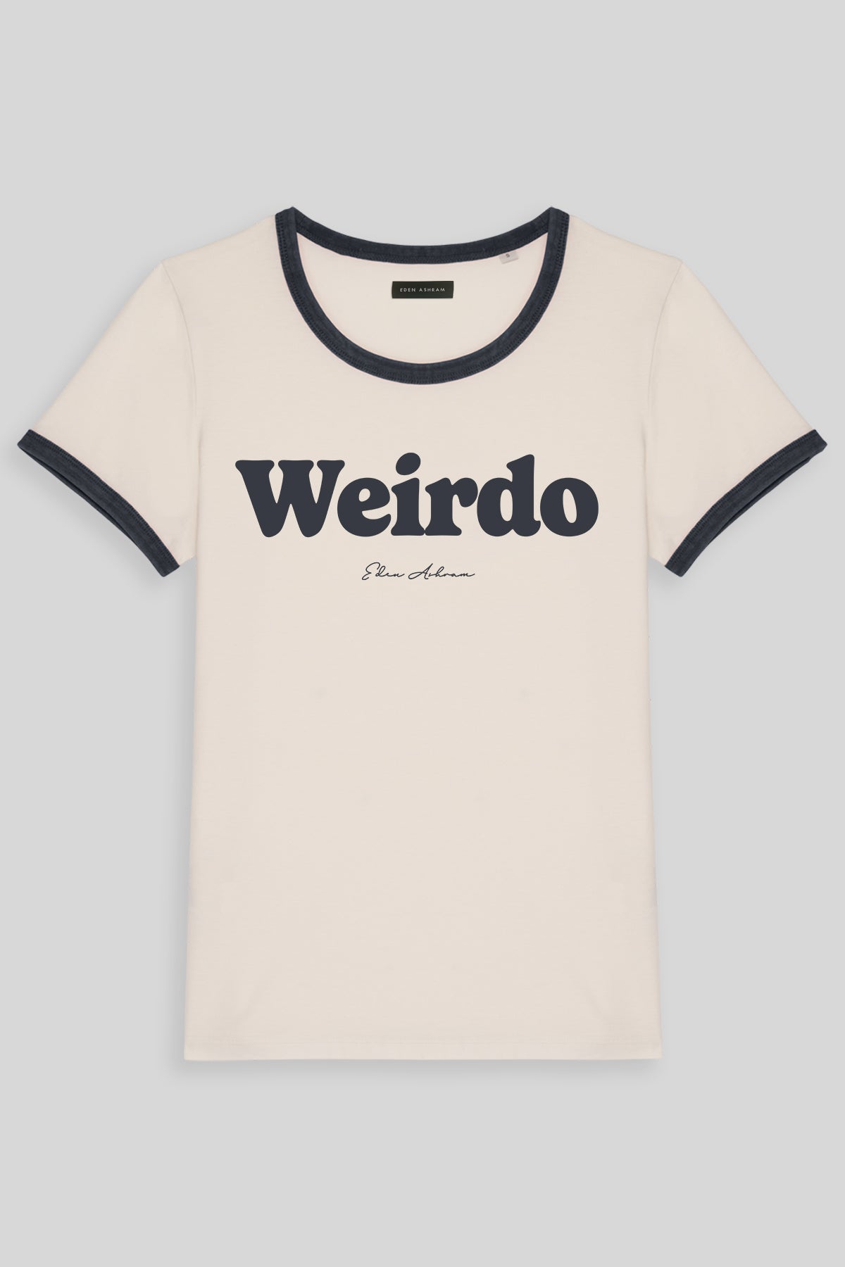 Eden Ashram Weirdo Premium Organic Ringer T-Shirt Washed Navy