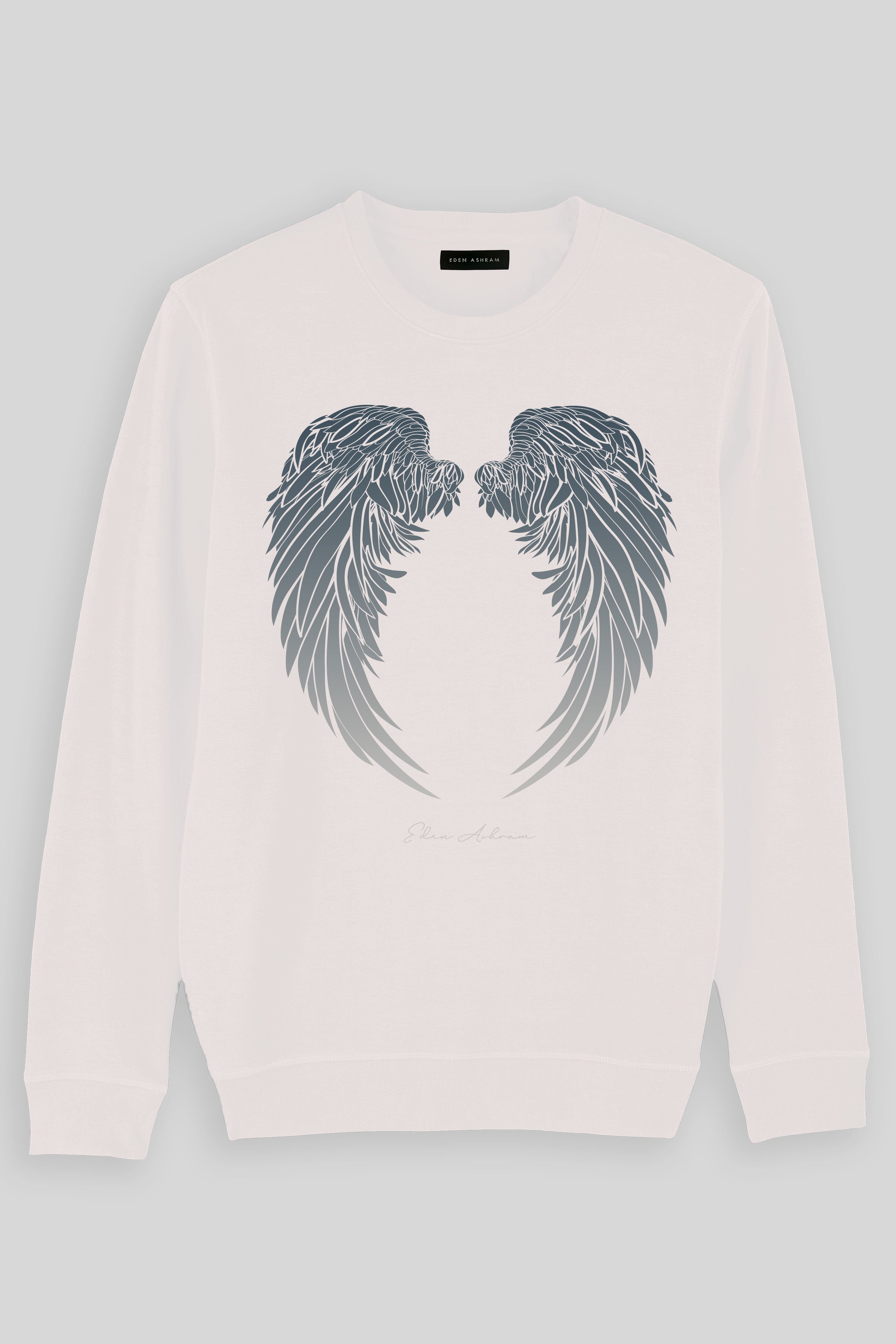 Eden Ashram Angel Wings Premium Crew Neck Sweatshirt Vintage White