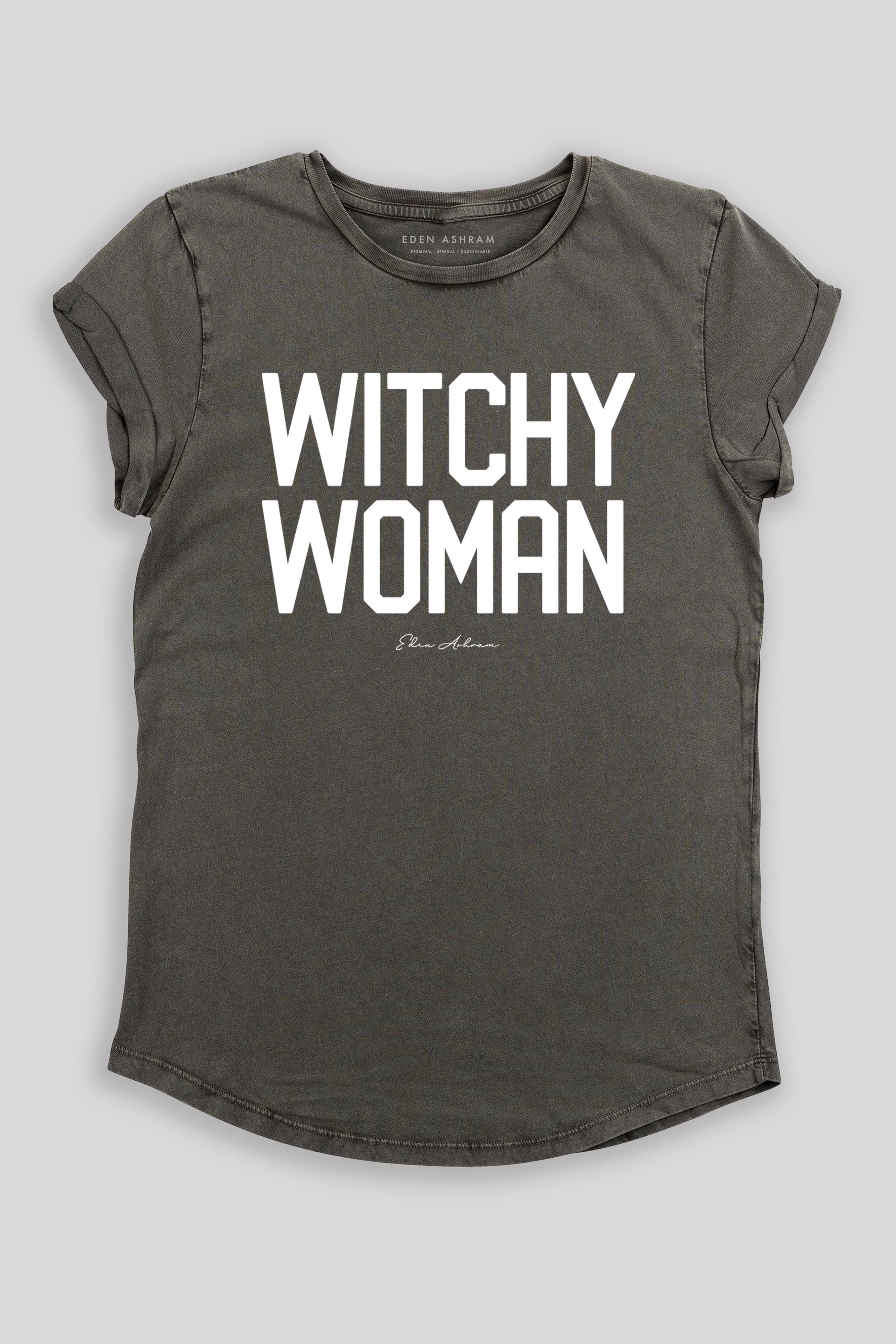 Eden Ashram Witchy Woman Rolled Sleeve T-Shirt Stonewash Grey