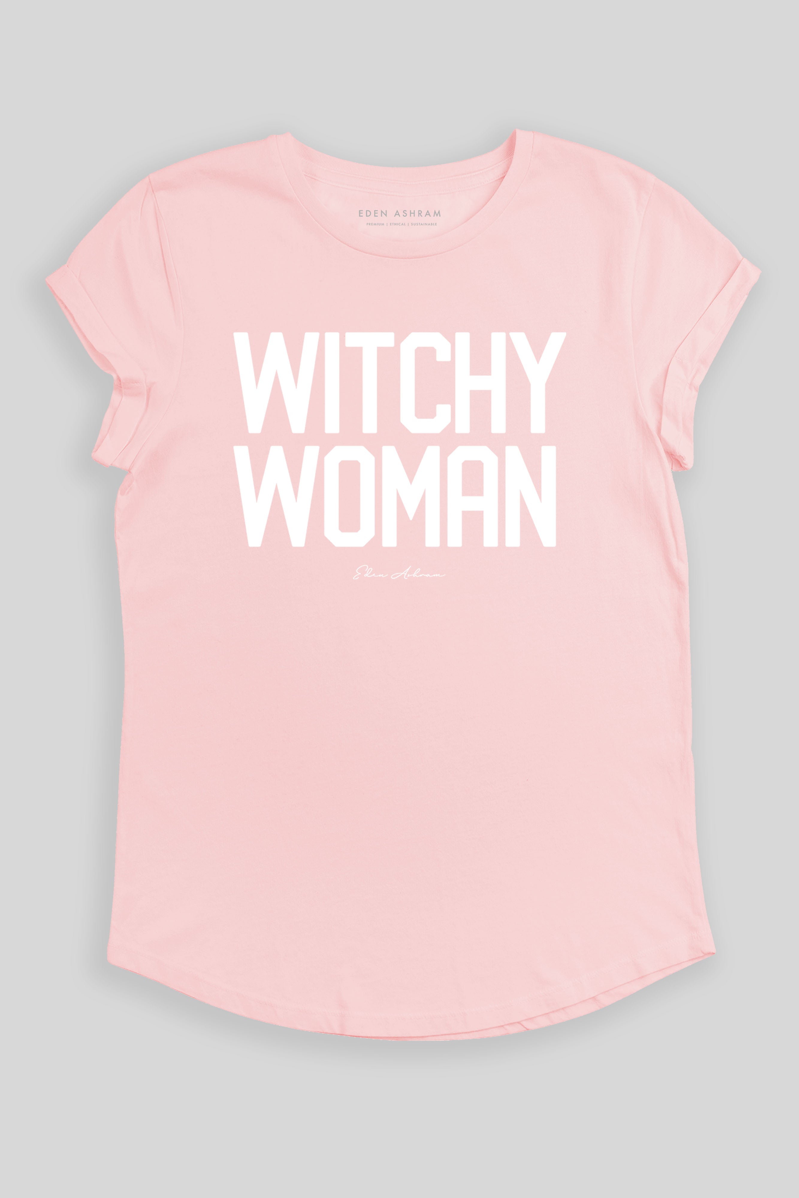 Eden Ashram Witchy Woman Rolled Sleeve T-Shirt Stonewash Pink