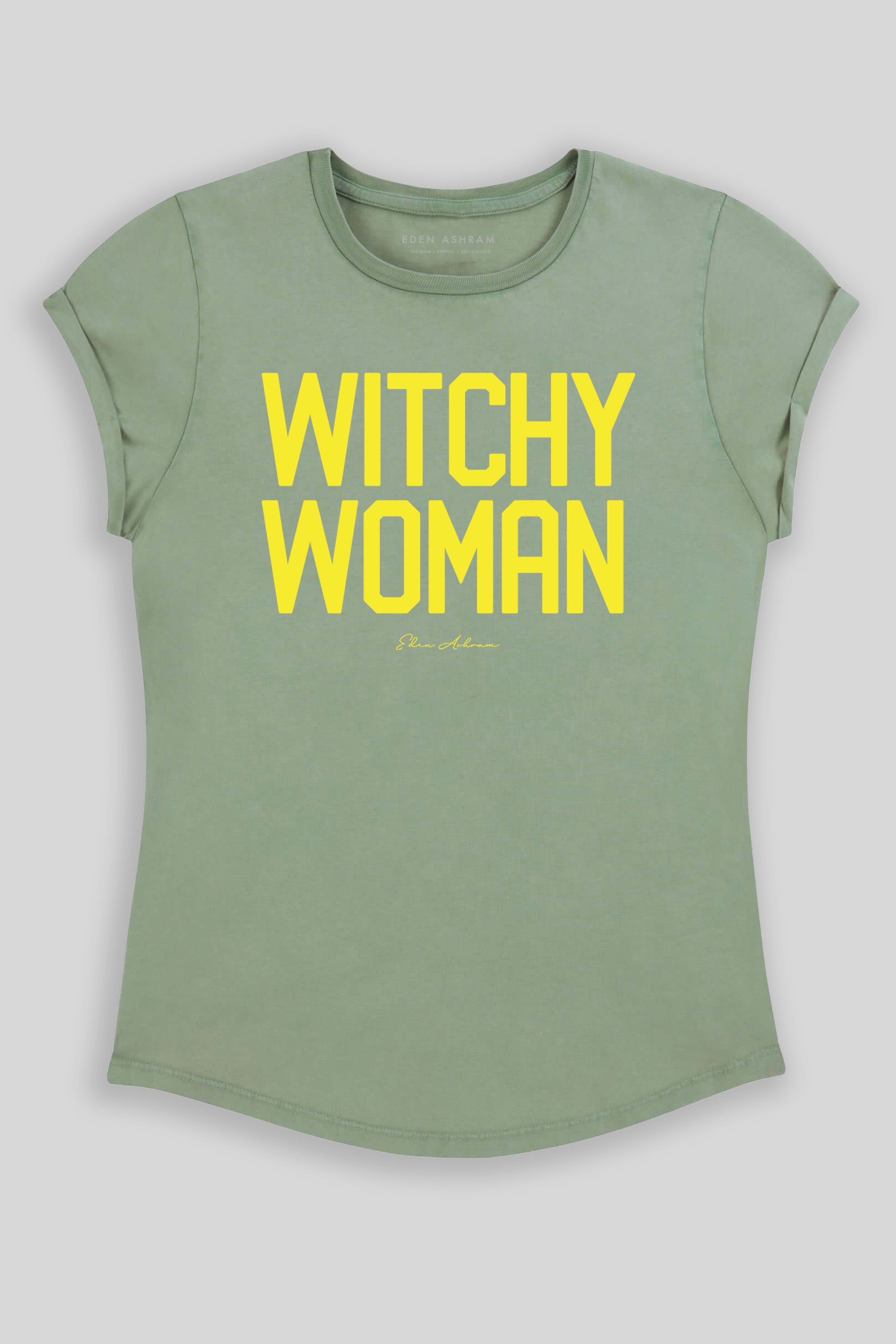 Eden Ashram Witchy Woman Rolled Sleeve T-Shirt Stonewash Sage