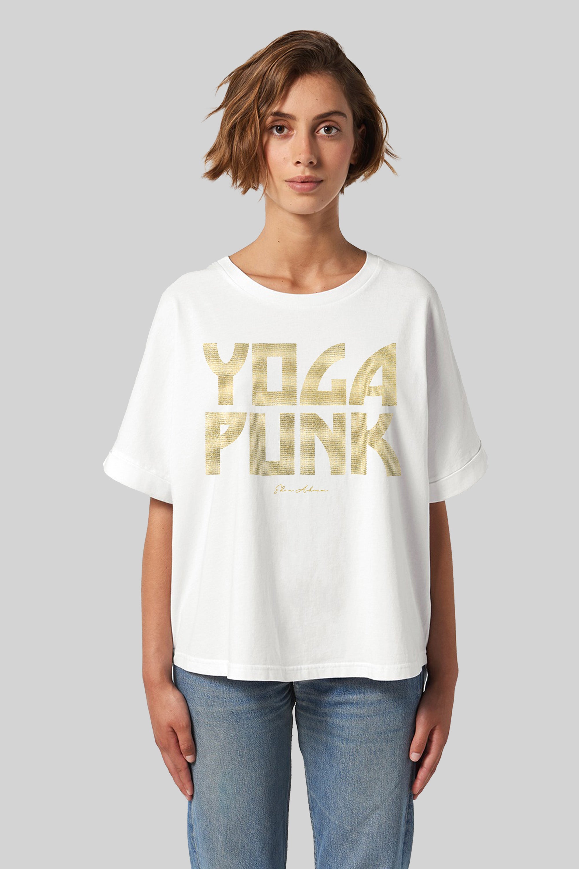 EDEN ASHRAM Yoga Punk Premium Oversized Rolled Sleeve T-Shirt