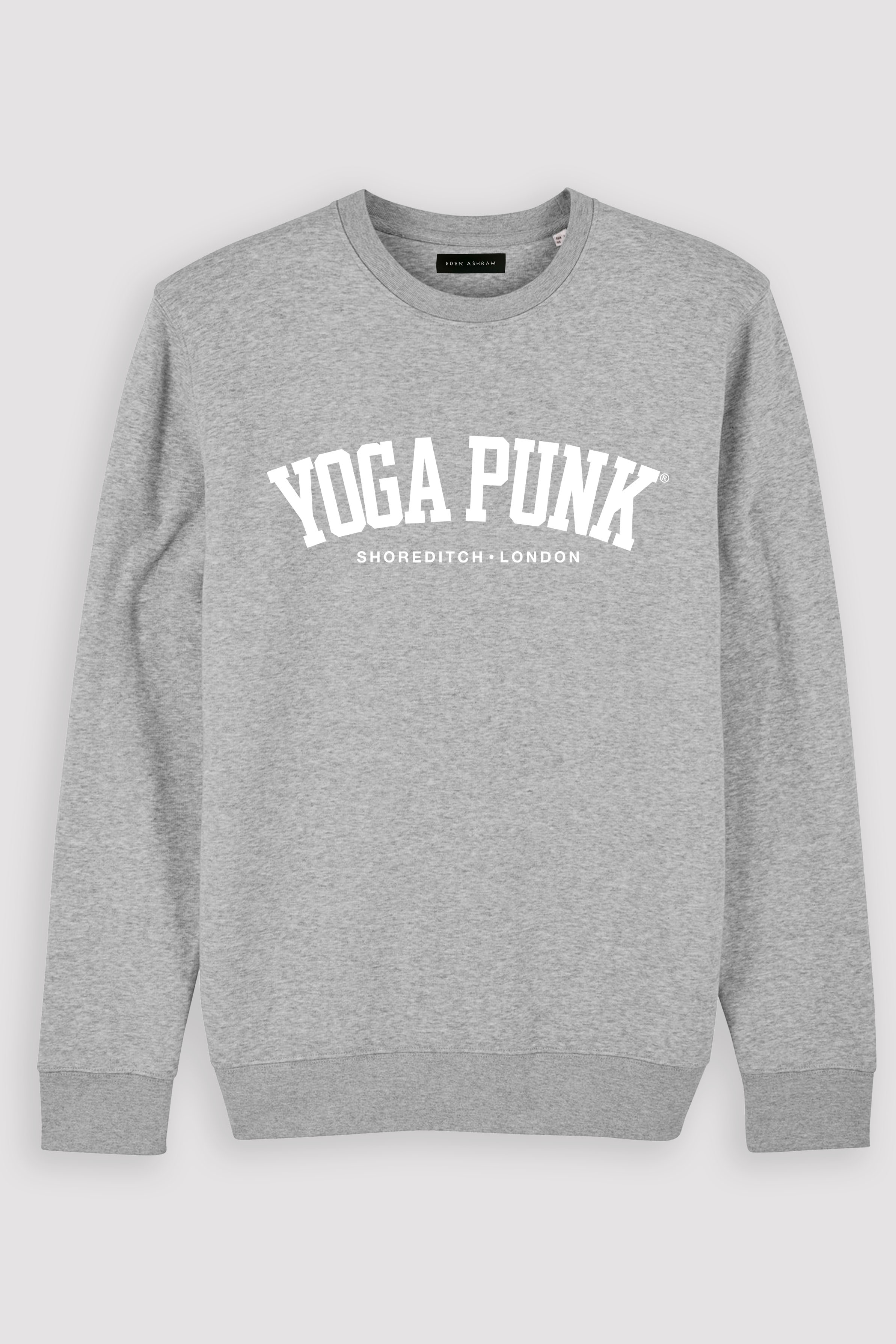EDEN ASHRAM Yoga Punk Premium Crew Neck Sweatshirt Heather Grey