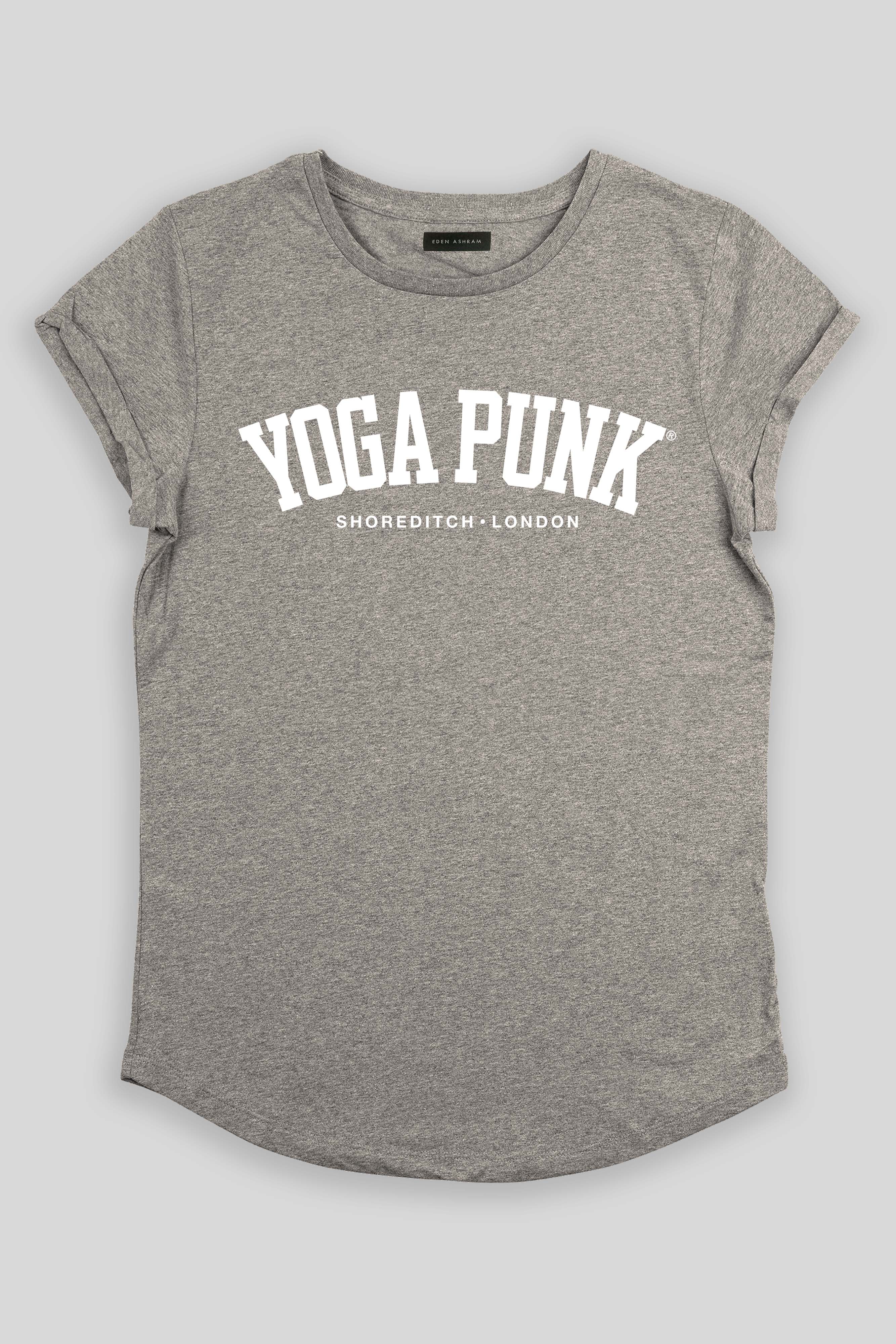 EDEN ASHRAM Yoga Punk® Rolled Sleeve T-Shirt Heather Grey