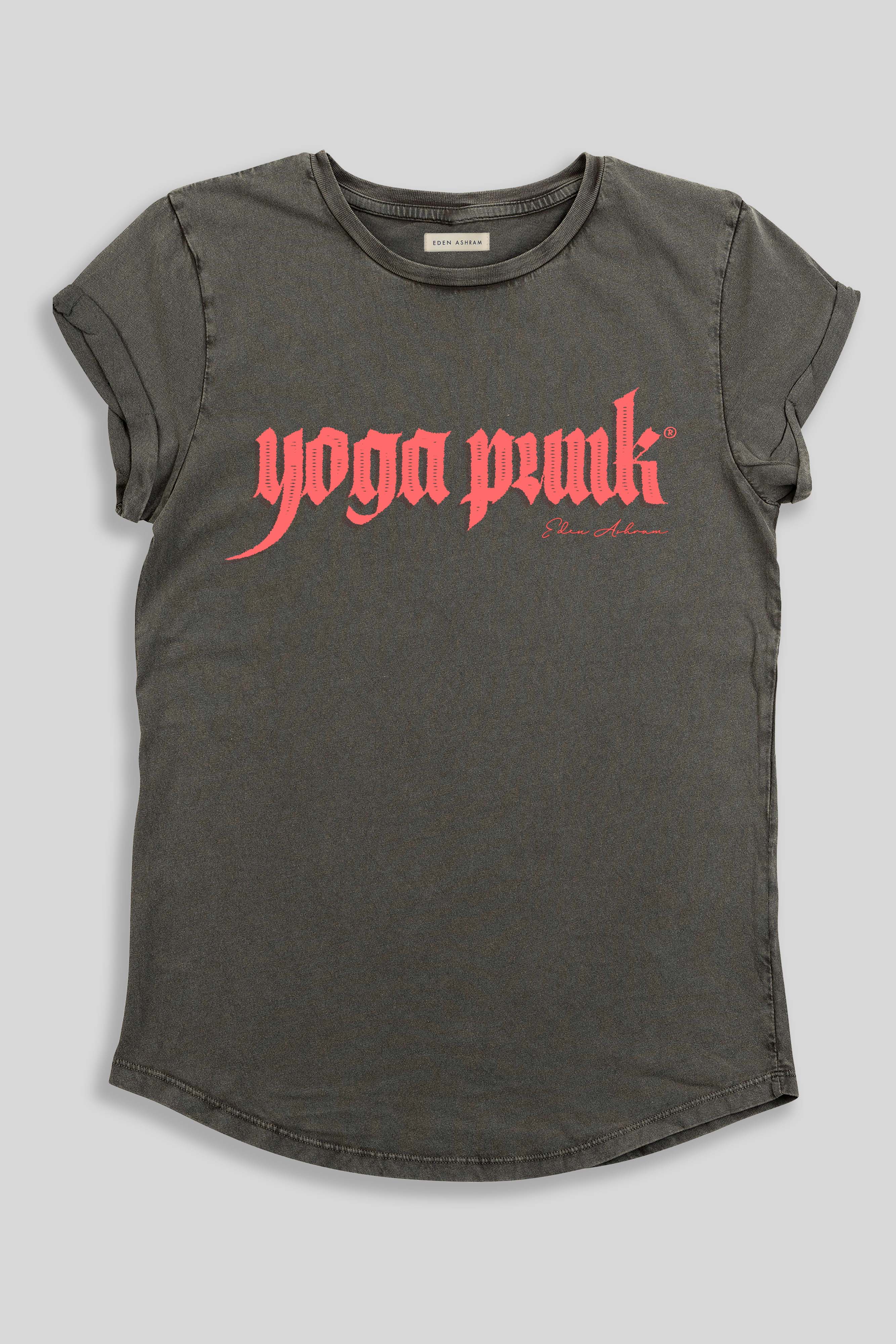 EDEN ASHRAM Yoga Punk Rolled Sleeve T-Shirt Stonewash Grey