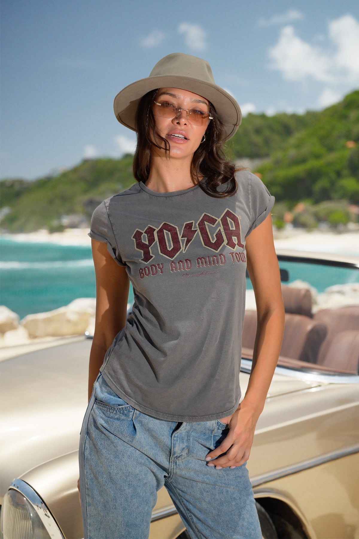 Eden Ashram The Original YOGA Tour Premium Rolled Sleeve T-Shirt