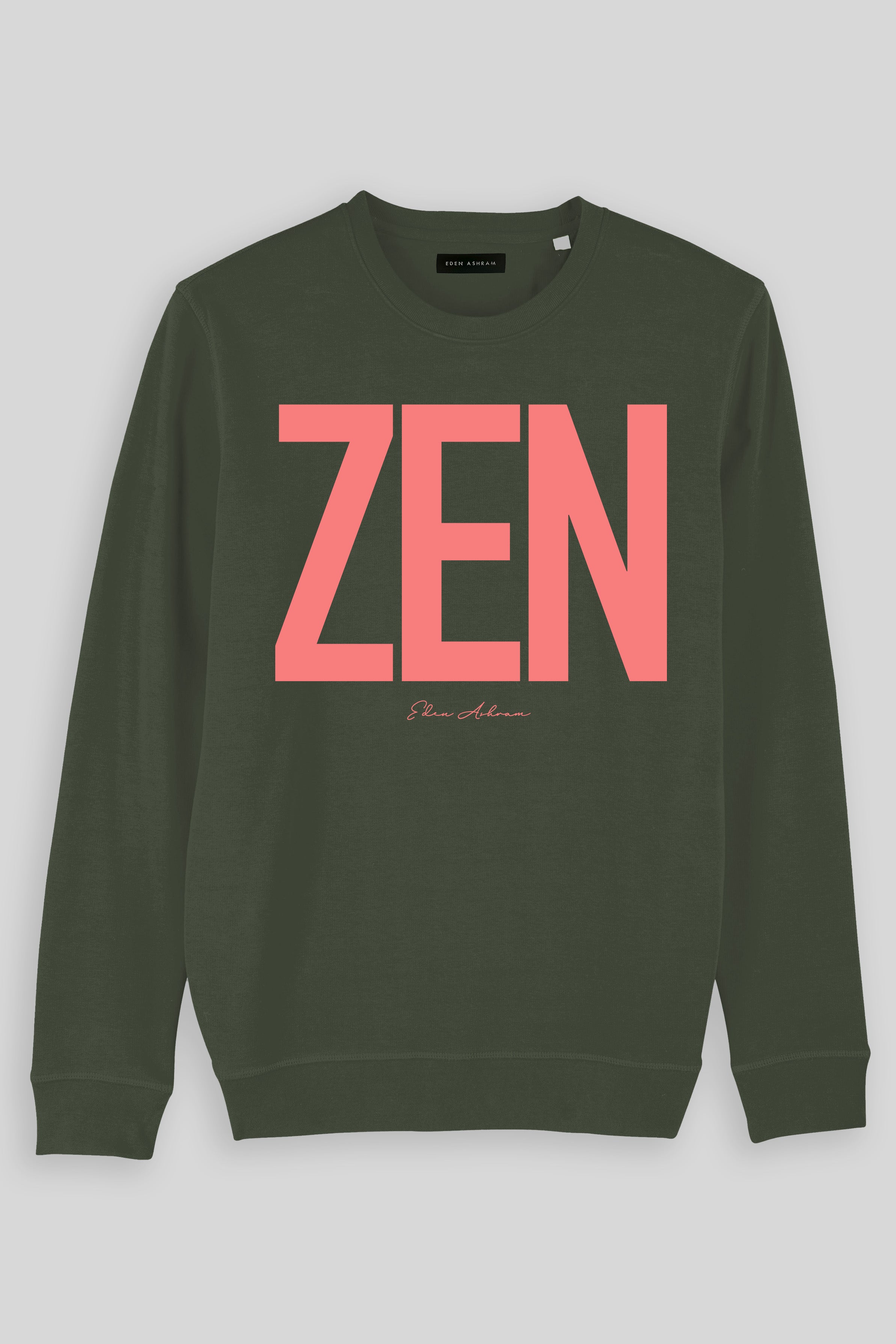 Eden Ashram ZEN Premium Crew Neck Sweatshirt Khaki